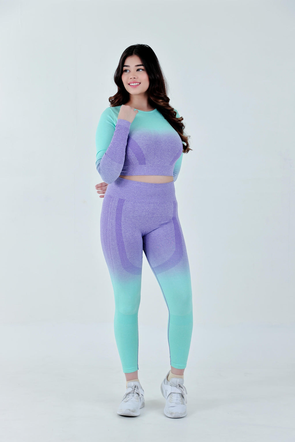 Gradient Seamless Nylon Legging – Purple Green