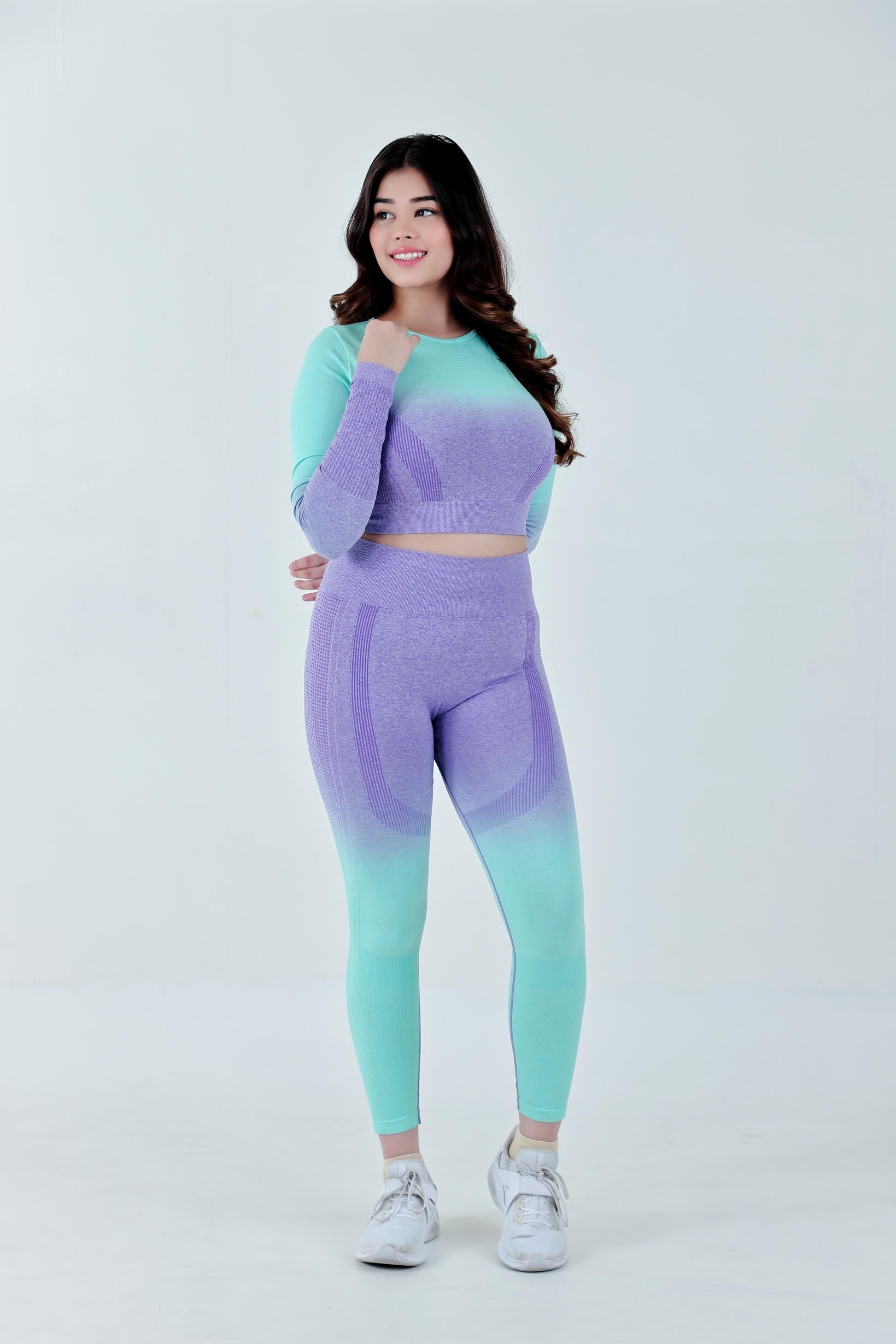 Gradient Seamless Nylon Legging – Purple Green
