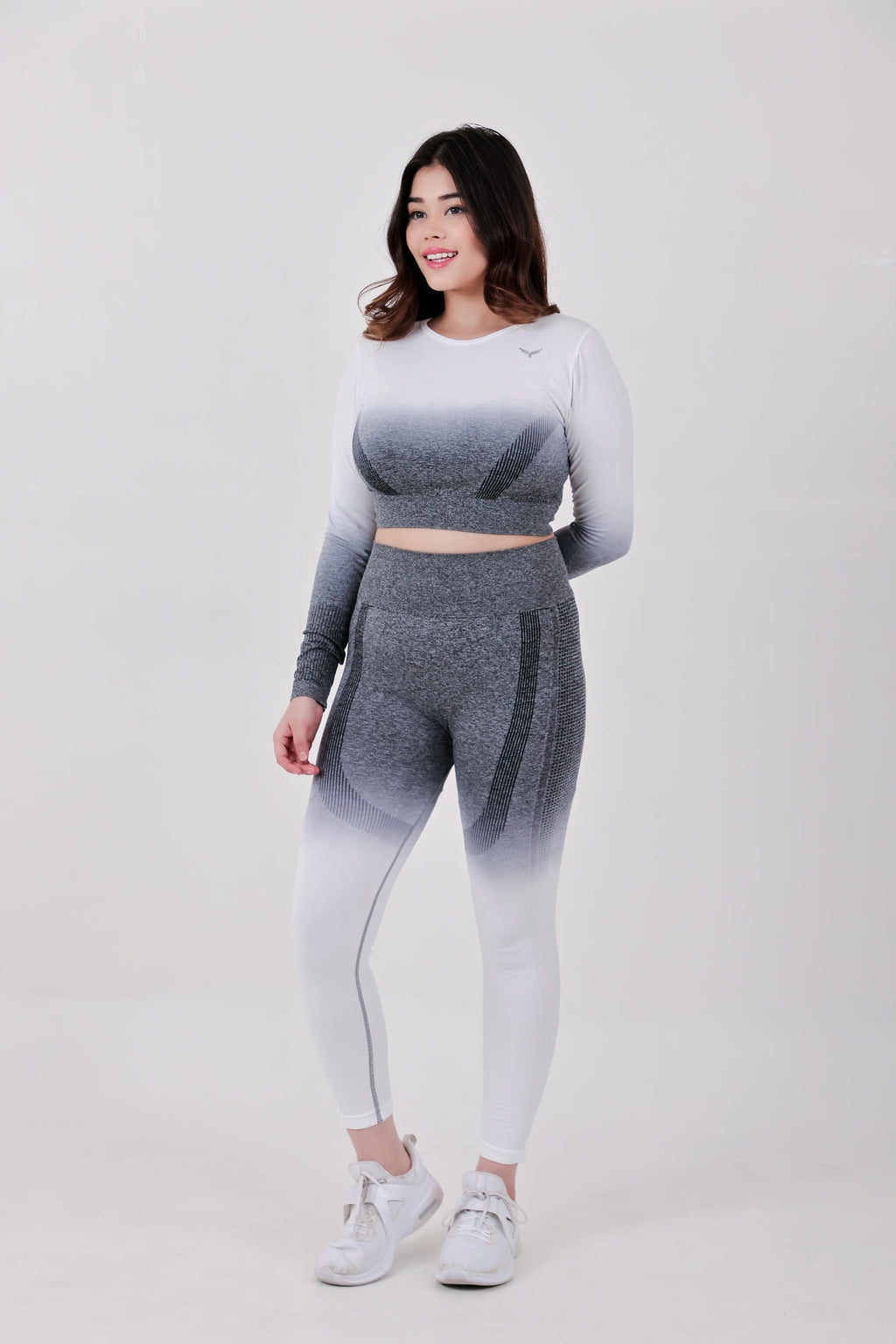 Gradient Seamless Nylon Legging – Grey White