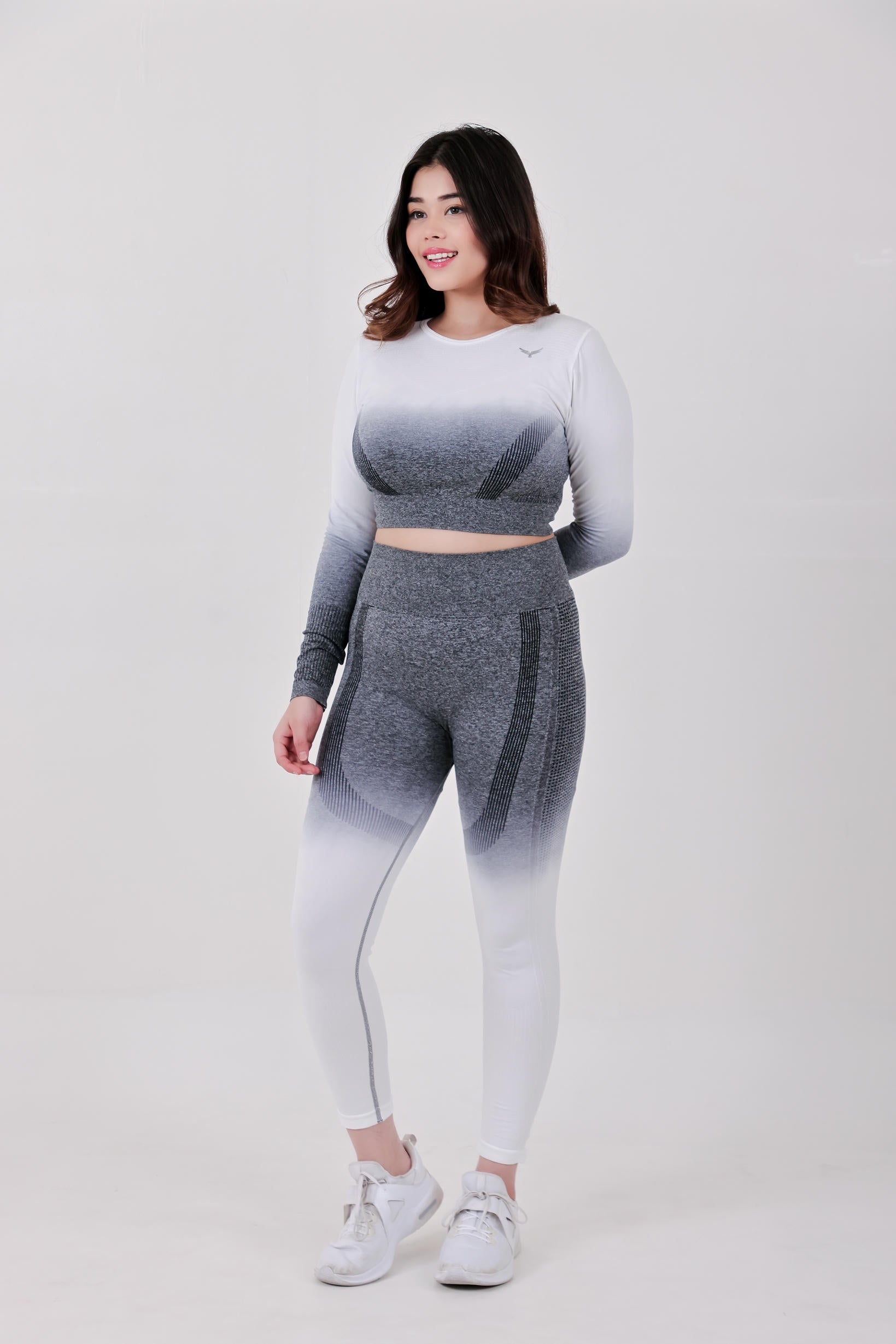 Gradient Seamless Nylon Legging – Grey White