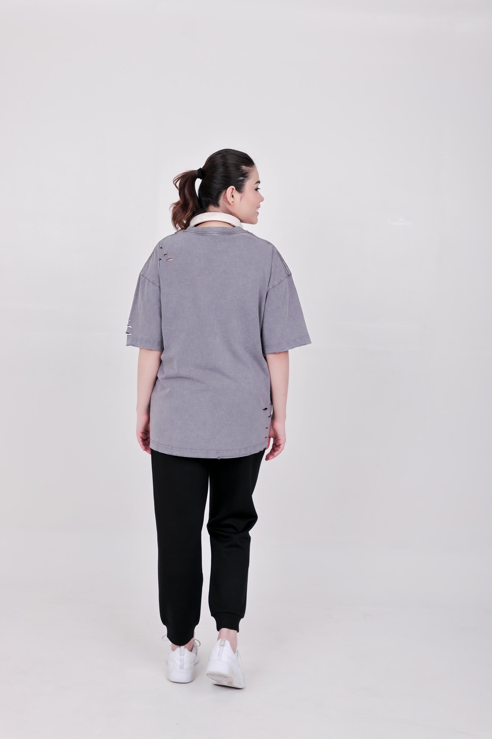 Women's Ripped Oversize T-Shirt – Grey
