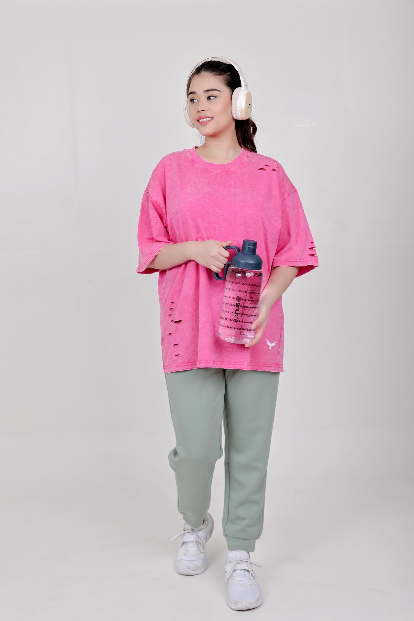 Women's Ripped Oversize T-Shirt – Pink