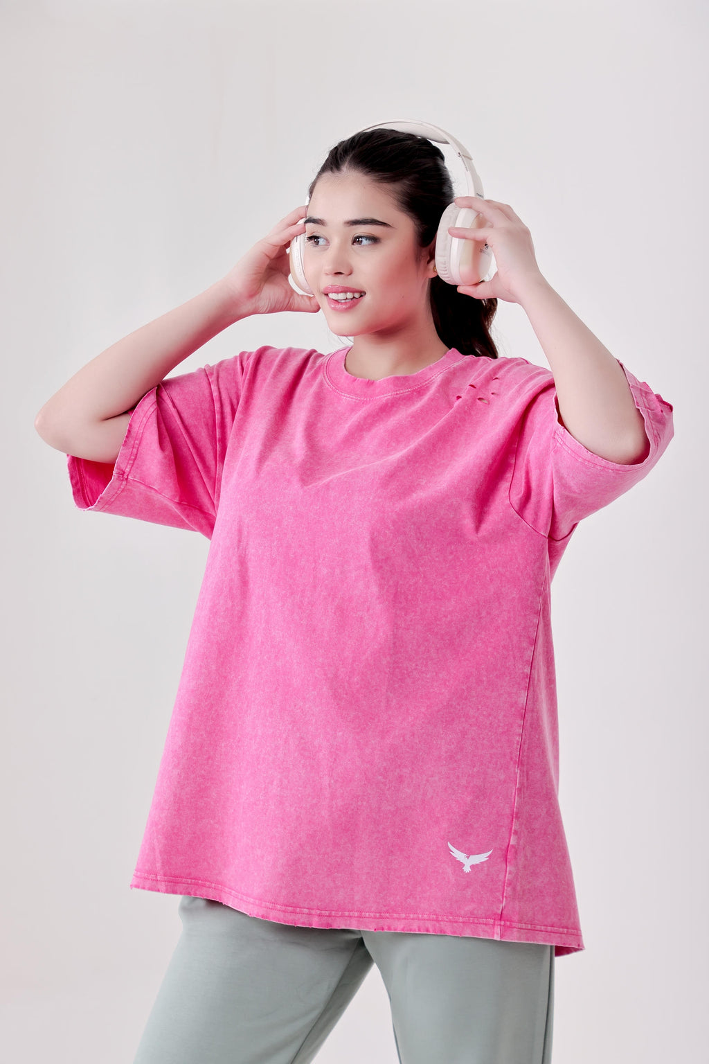 Women's Ripped Oversize T-Shirt – Pink