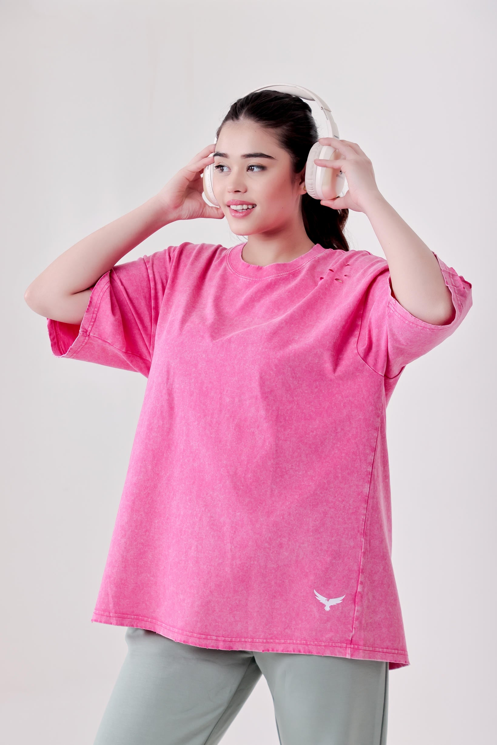 Women's Ripped Oversize T-Shirt – Pink