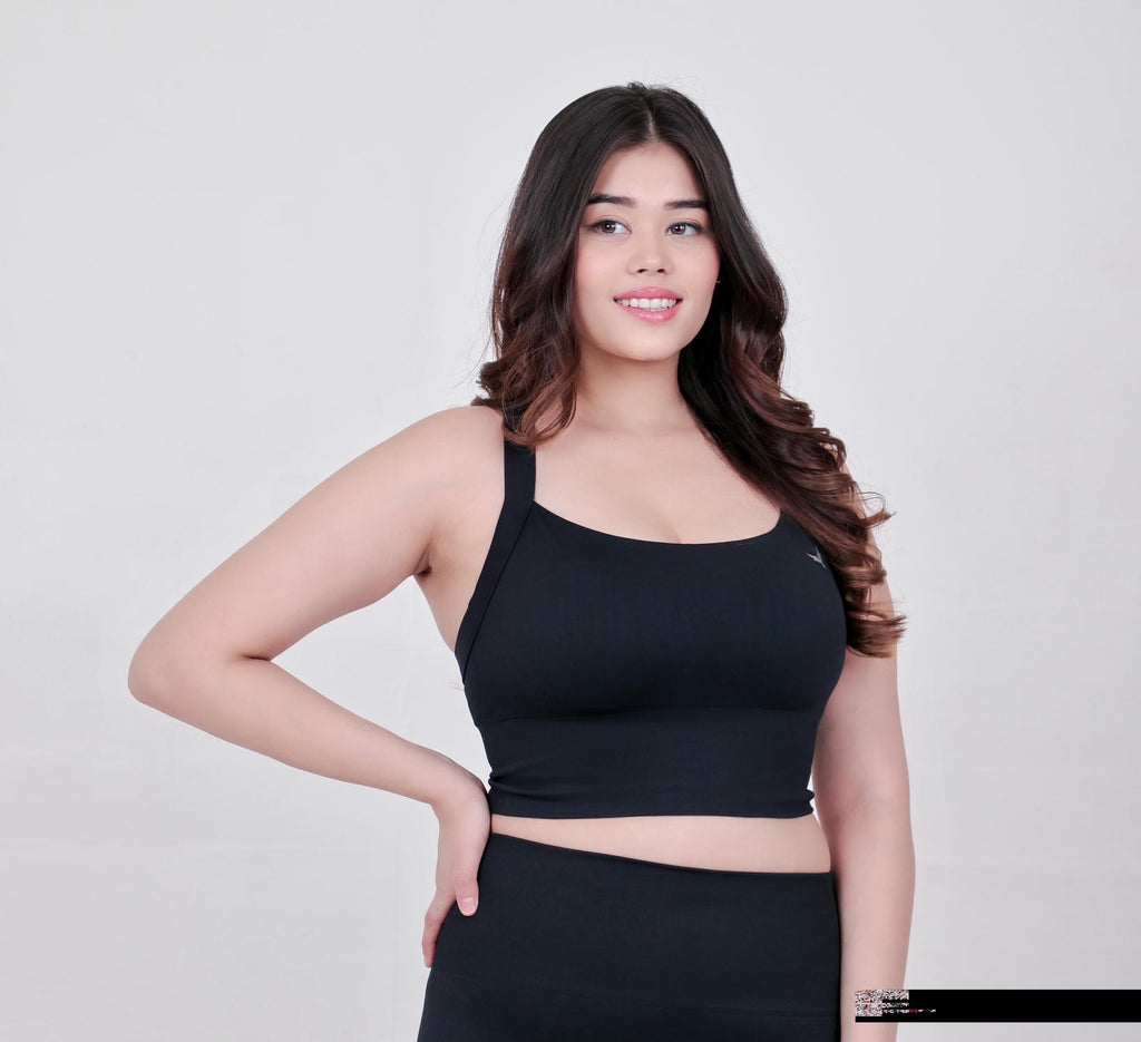 WOMEN’S SEAMLESS NYLON YOGA BRA – BLACK