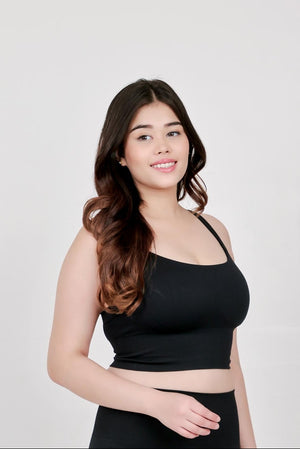 WOMEN’S SEAMLESS NYLON YOGA BRA (TOP ONLY) – BLACK