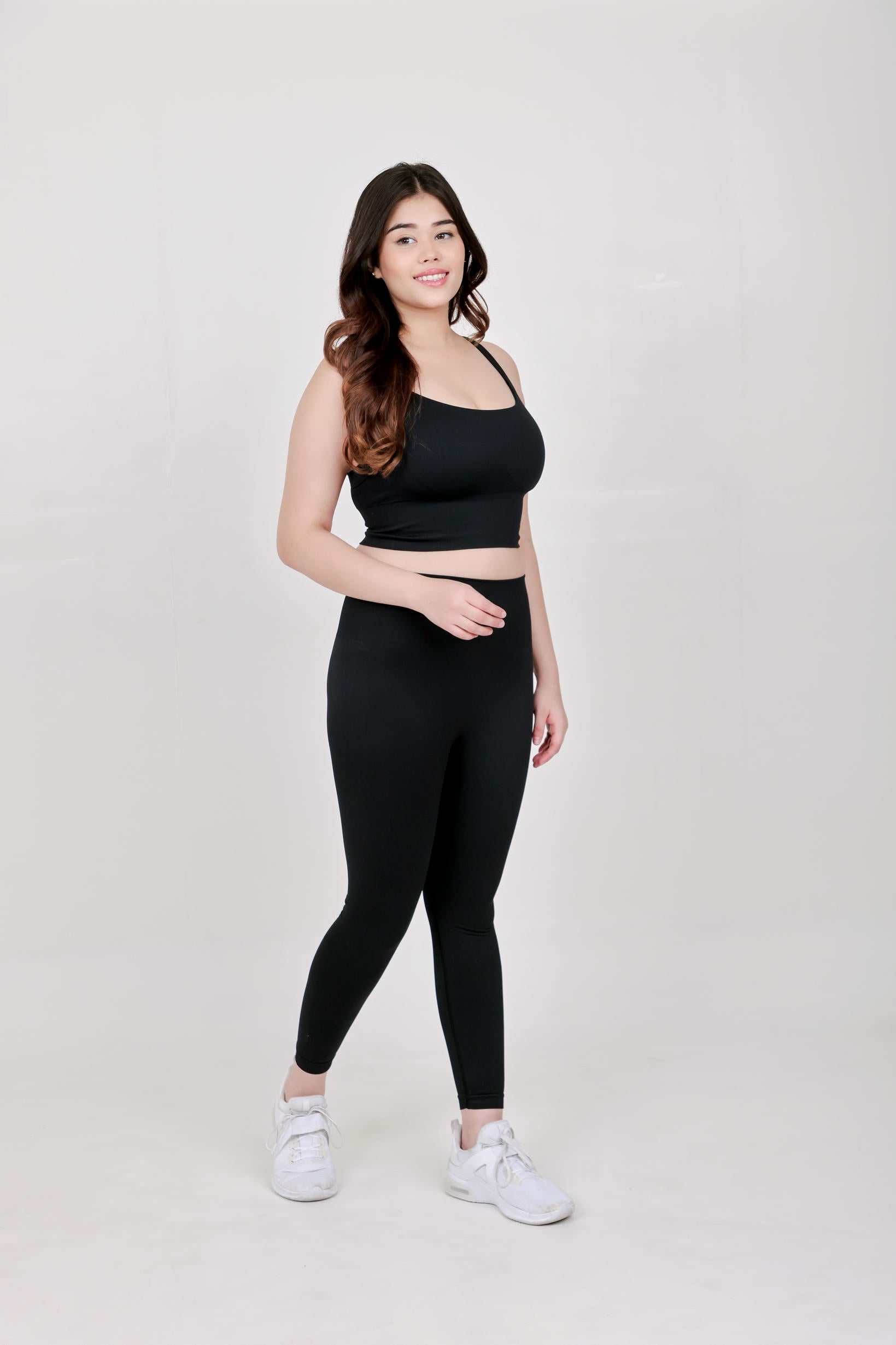 Women's Seamless Nylon Yoga Co-ord Set – Black
