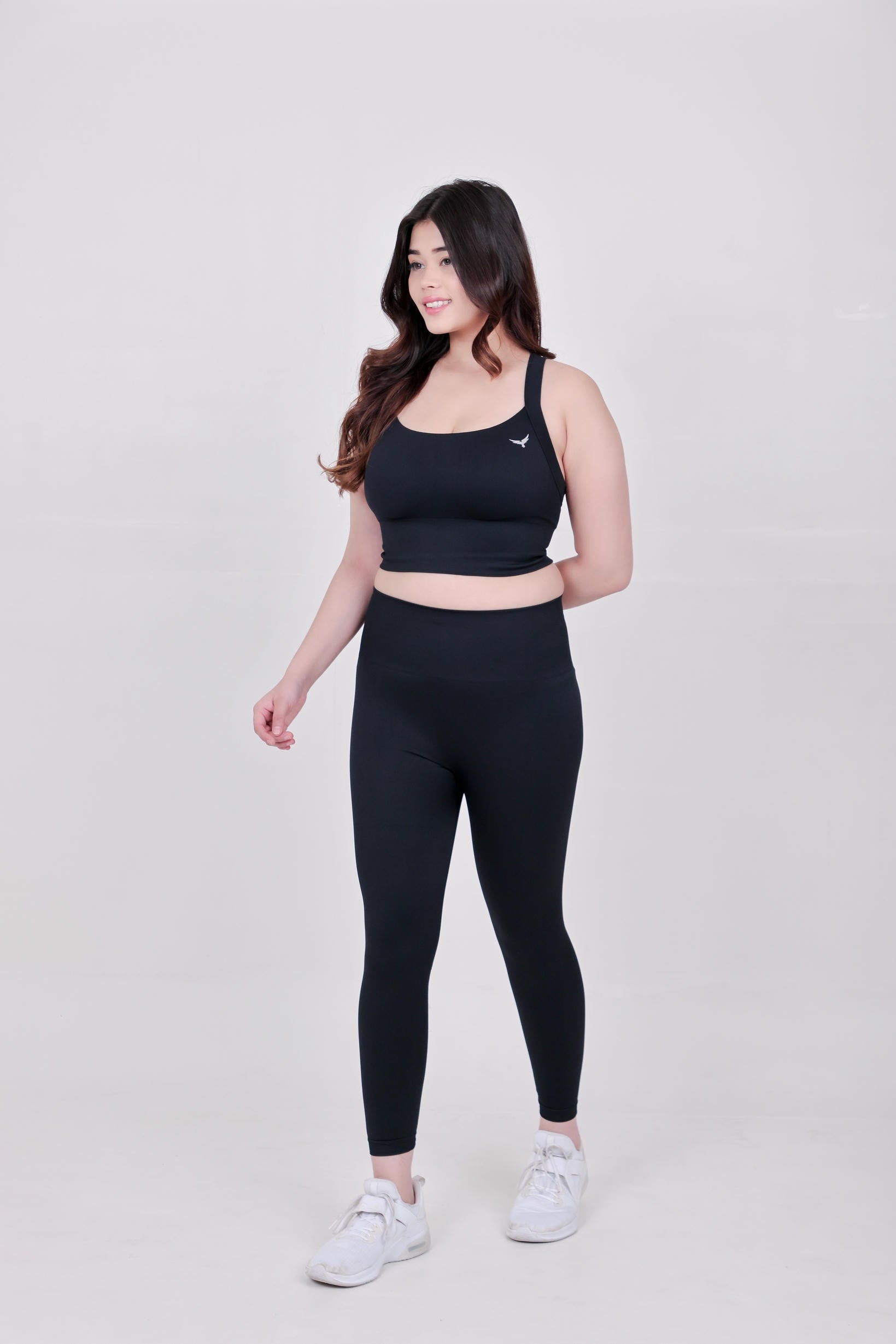 Women's Seamless Nylon Yoga Co-ord Set – Black