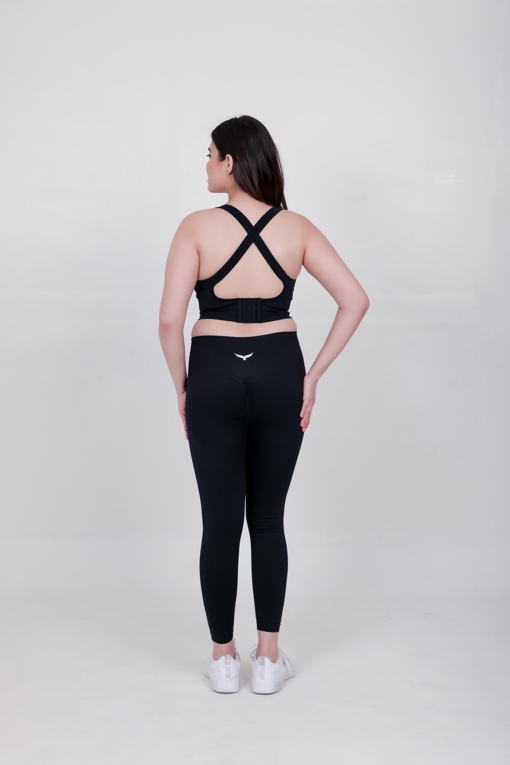 Women's Seamless Nylon Yoga Co-ord Set – Black
