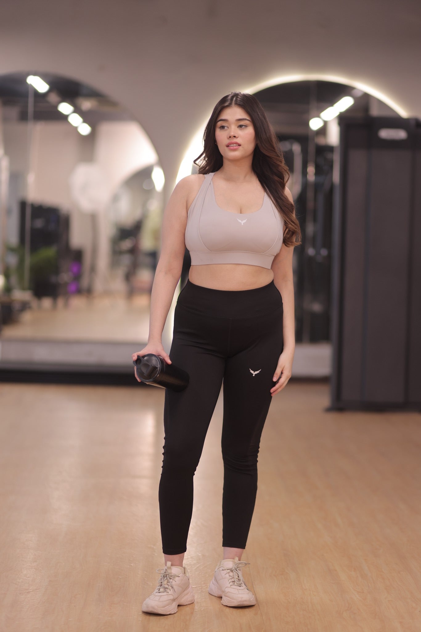 Cross Back Strappy Sports Bra – Light Grey