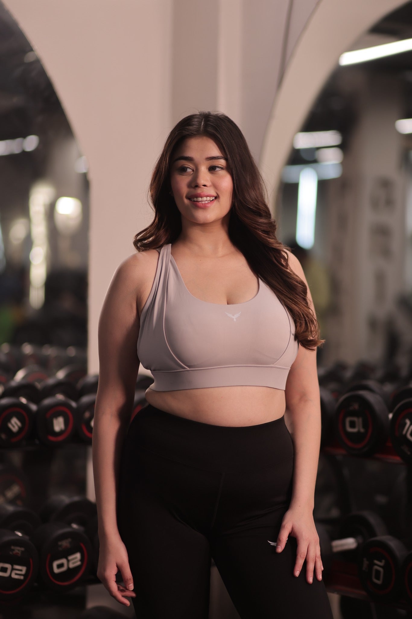 Cross Back Strappy Sports Bra – Light Grey
