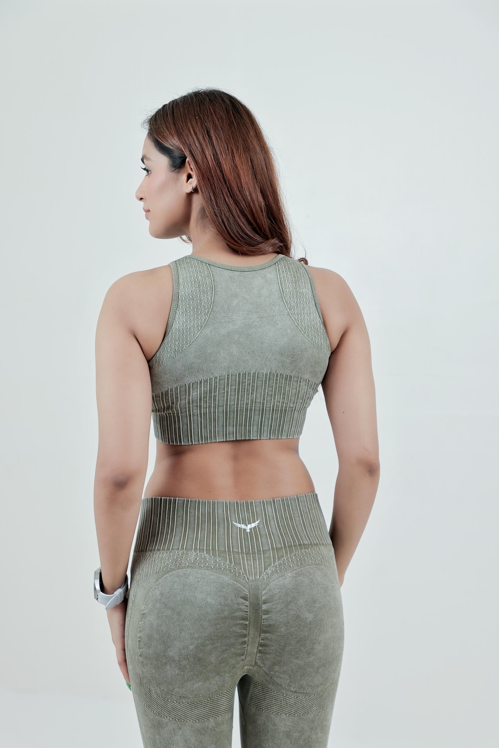 Women’s Seamless Active Nylon Bra – Olive Green