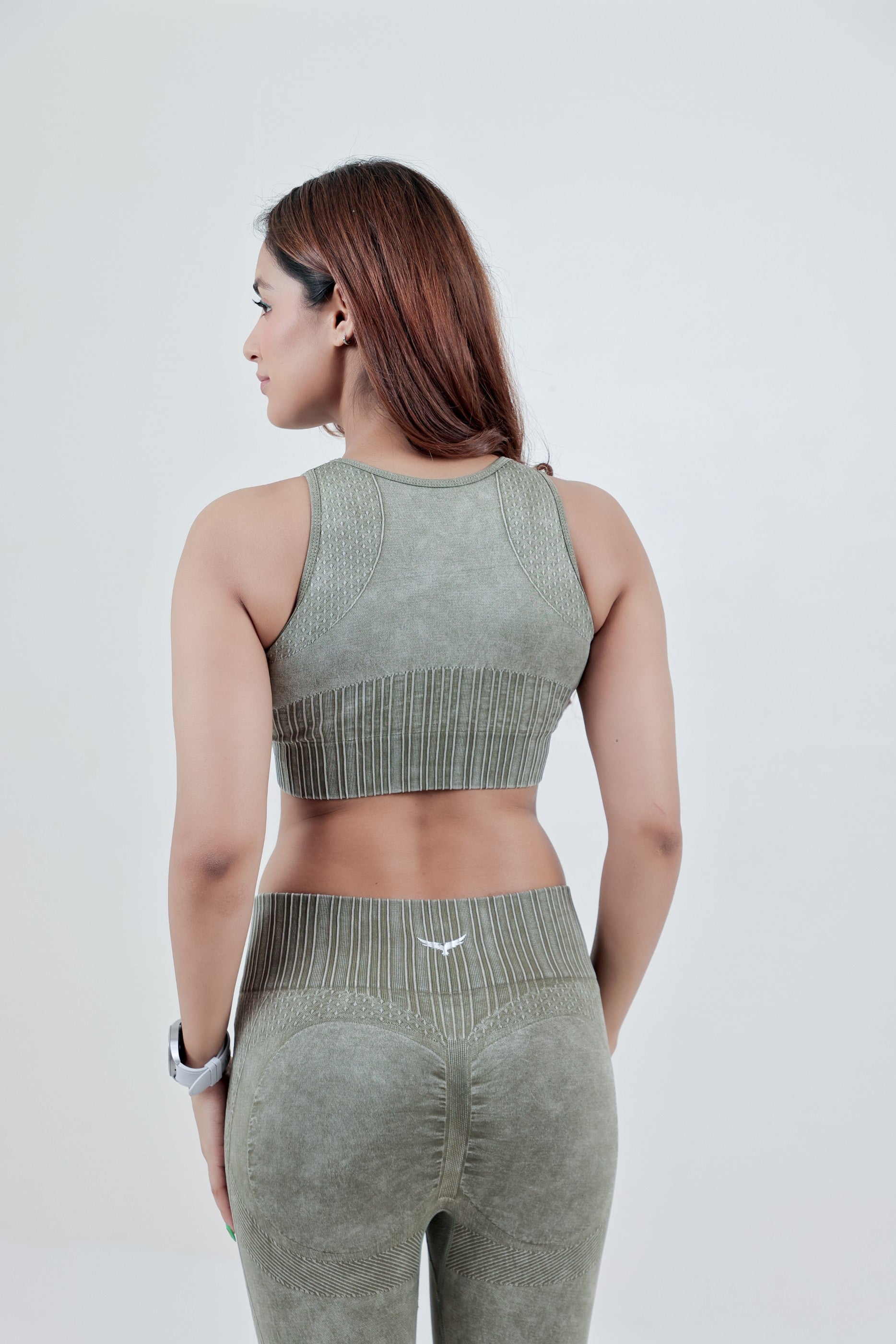 Women’s High Waist Seamless Nylon Legging – Olive Green