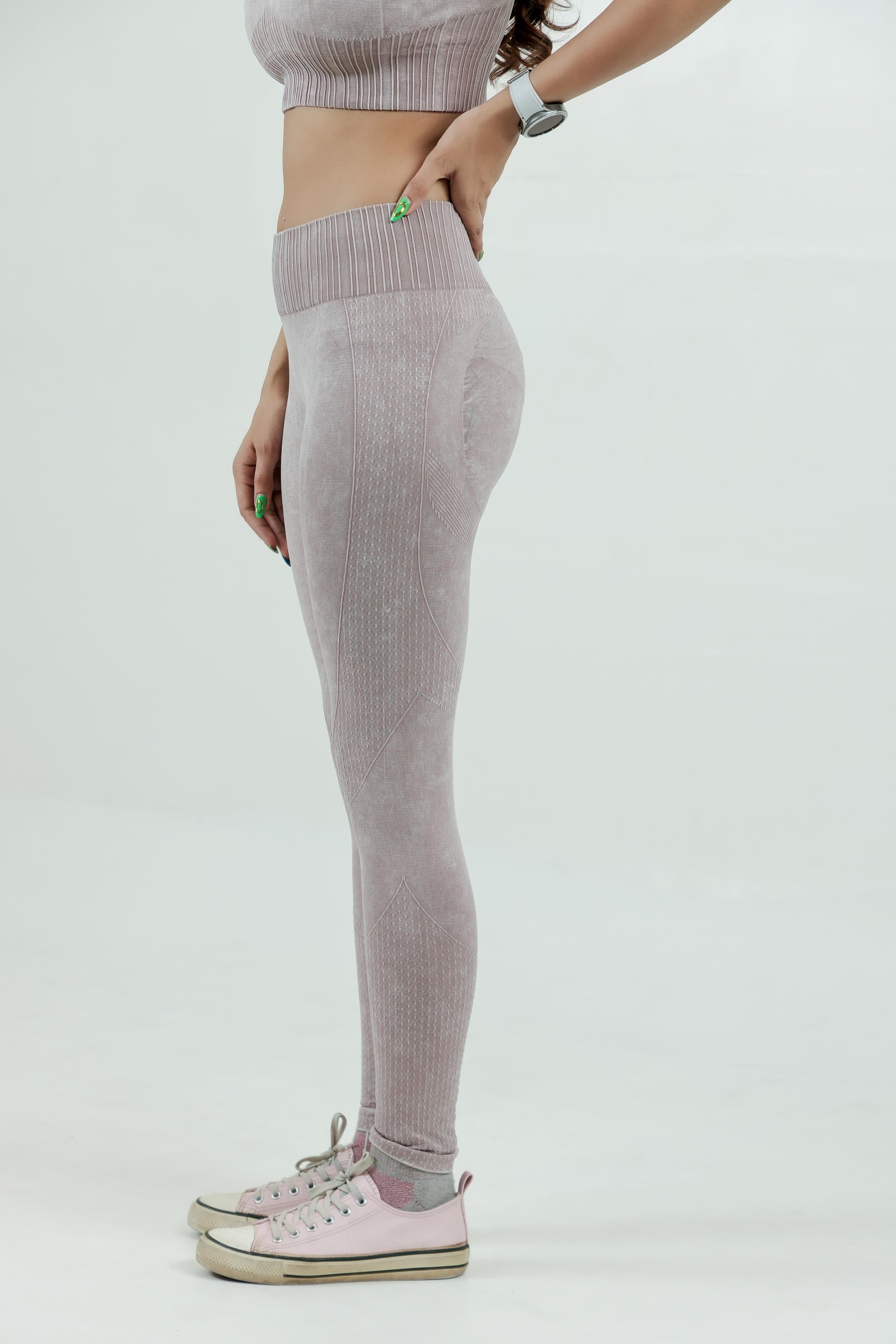 Women’s High Waist Seamless Nylon Legging – Dusty Rose