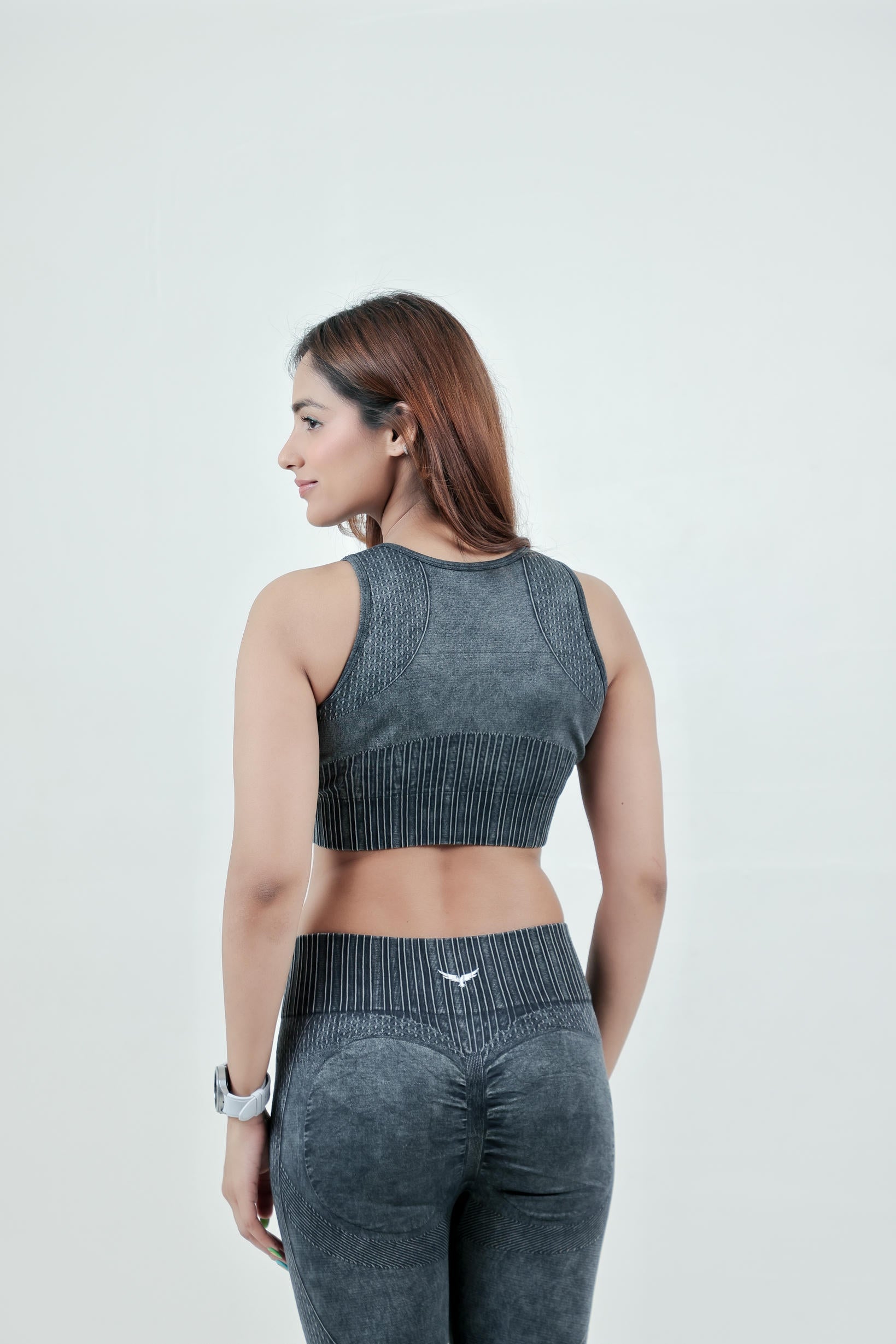 Women’s Seamless Active Nylon Bra & Legging – Charcoal Grey