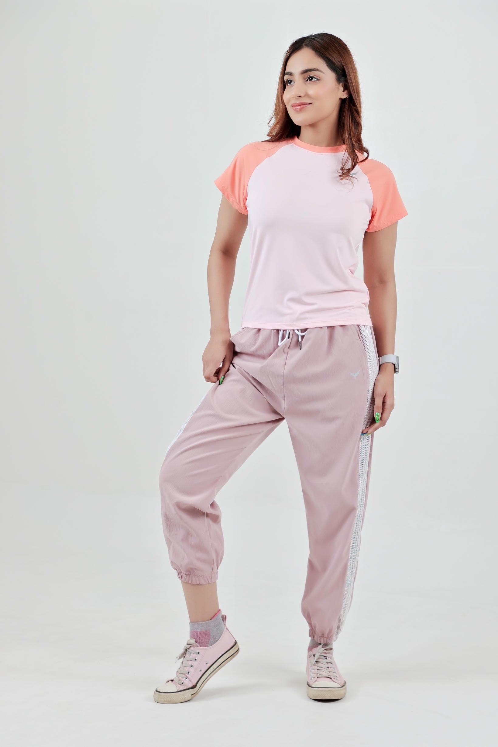 Women's Mesh Strip Track Pants – Blush Pink