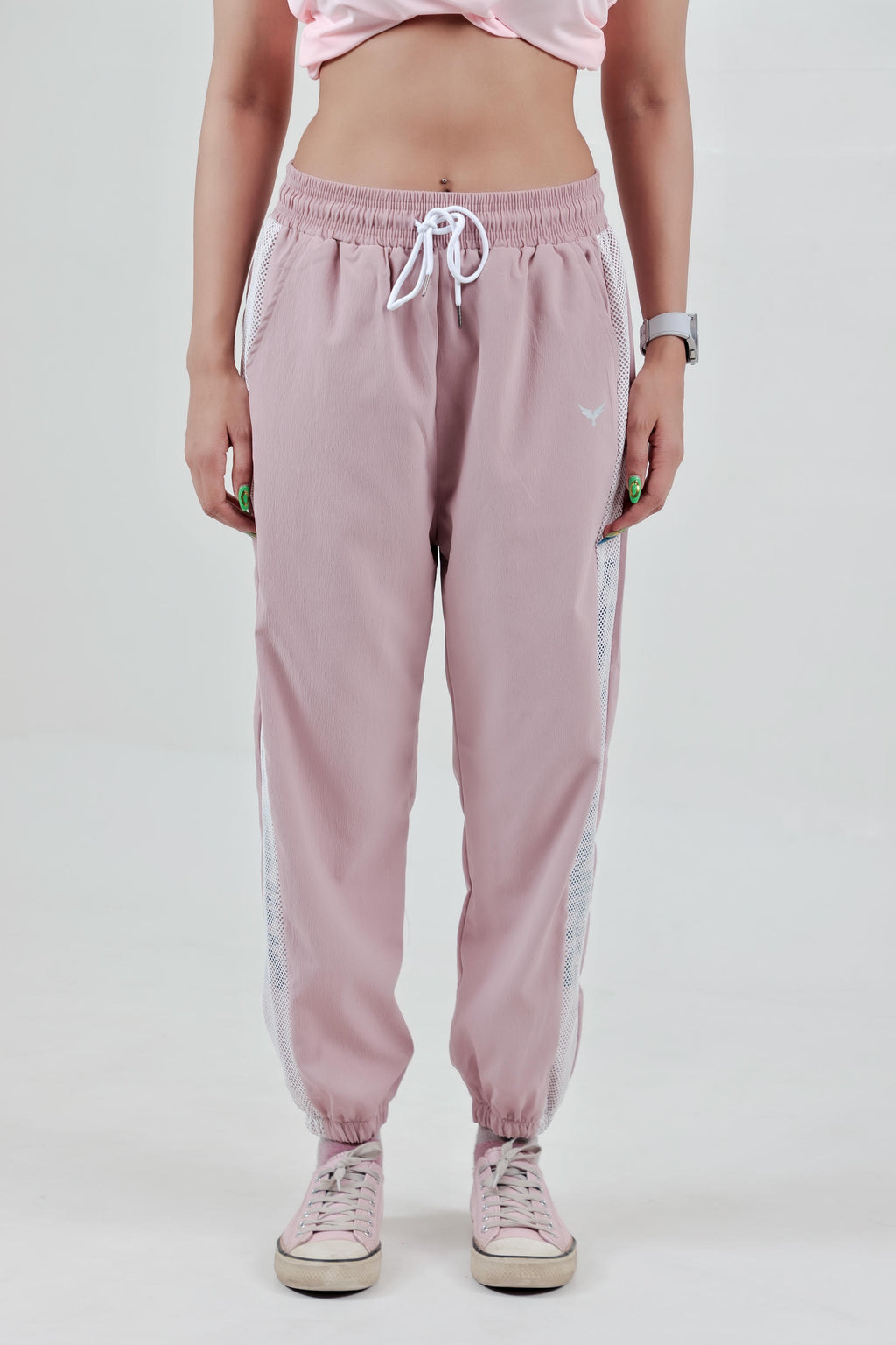 Women's Mesh Strip Track Pants – Blush Pink