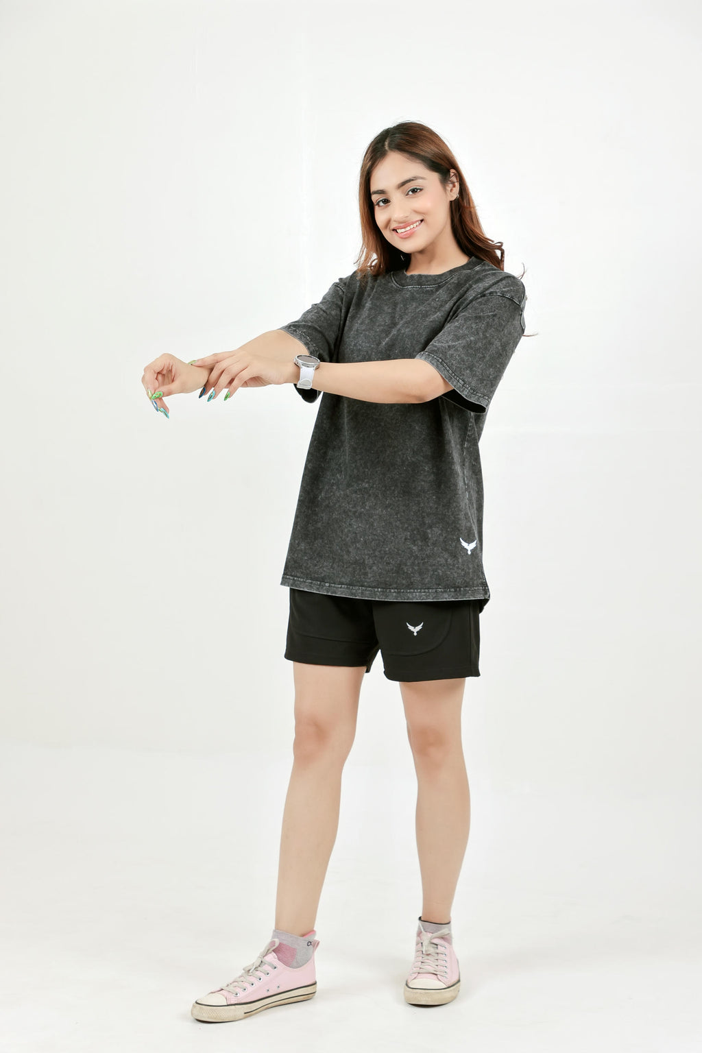 Women's Stone Wash Oversize T-Shirt – Black