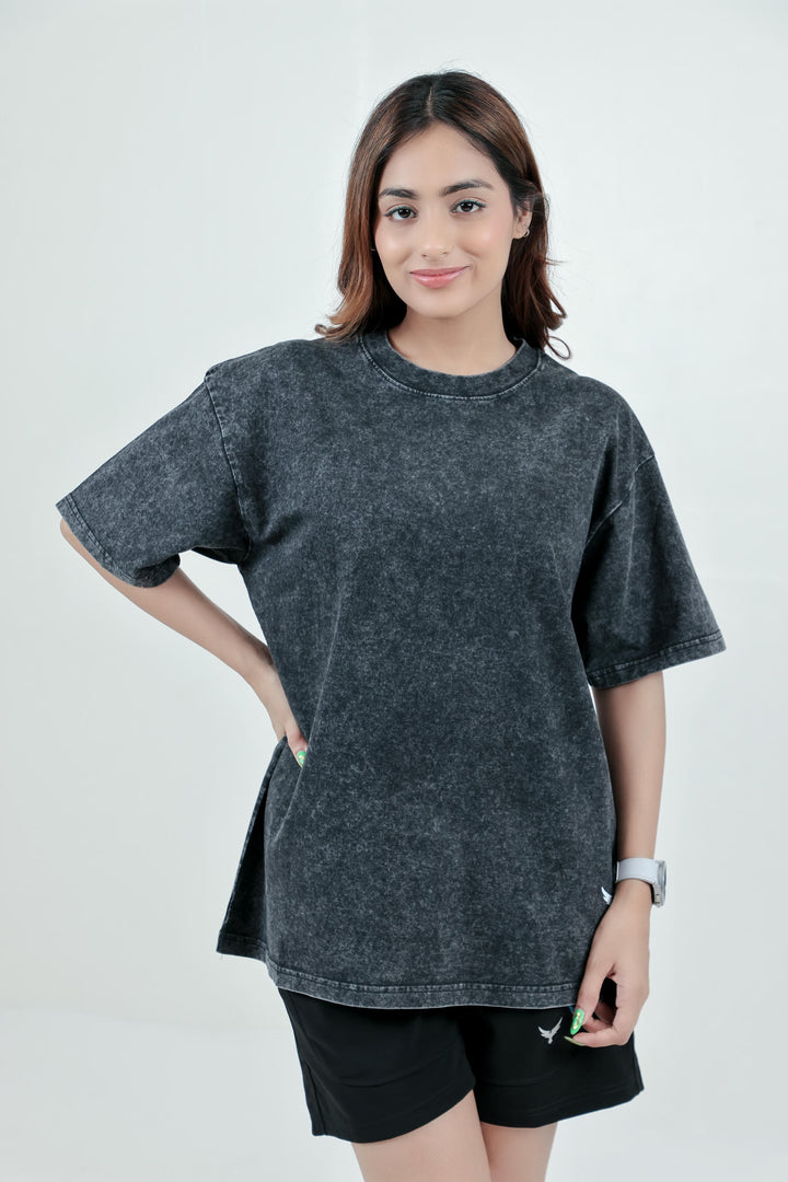 Women's Stone Wash Oversize T-Shirt – Black