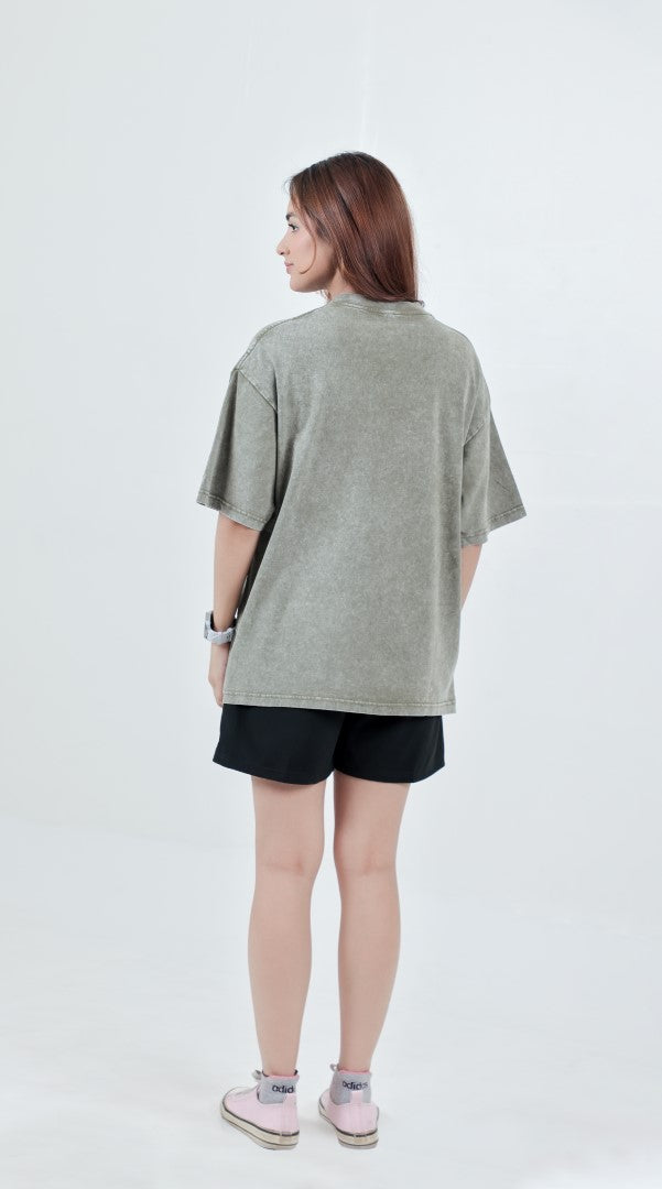 Women's Stone Wash Oversize T-Shirt – Olive Green