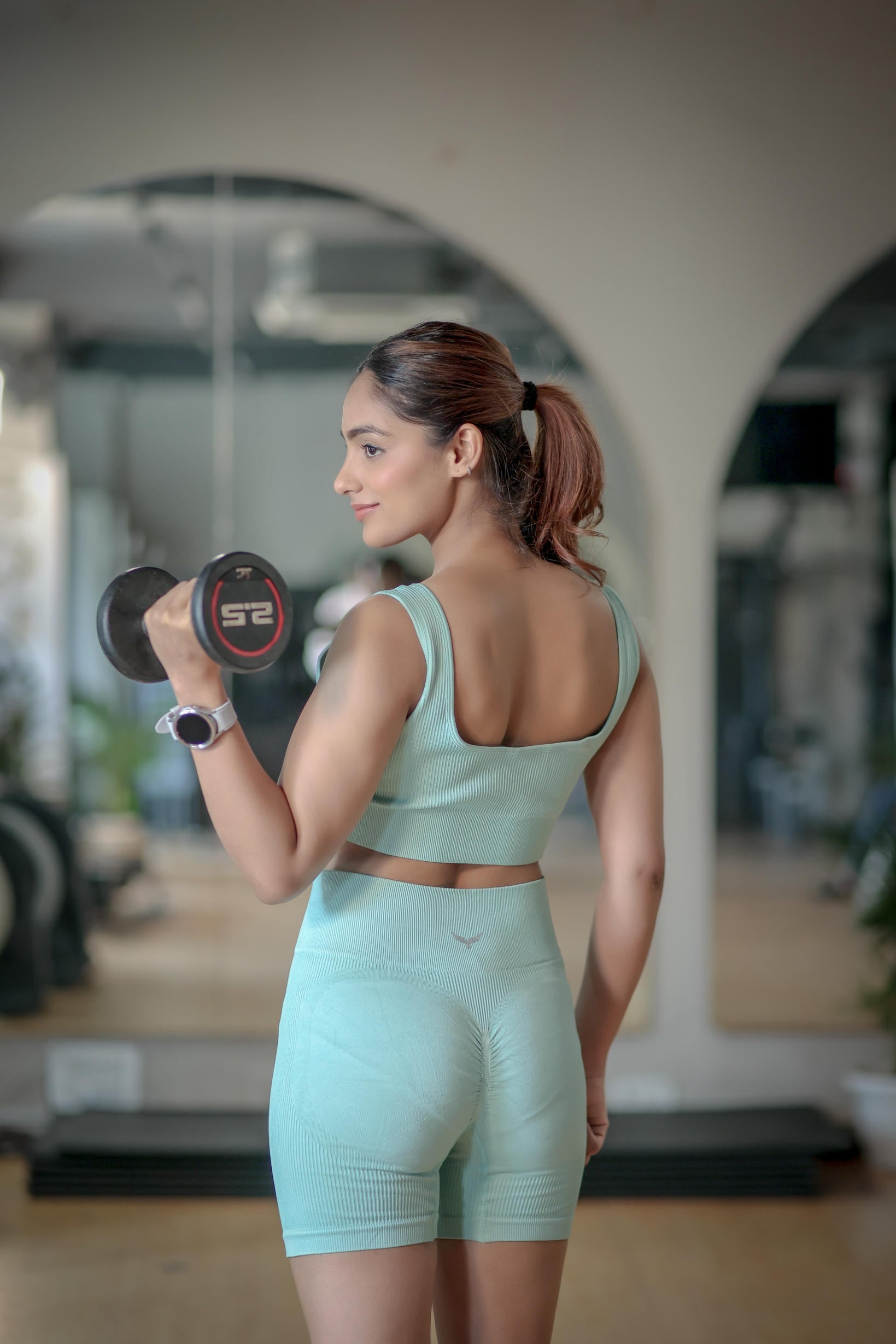 Women's Ribbed Seamless Nylon Co-ord Sets – Mint Green