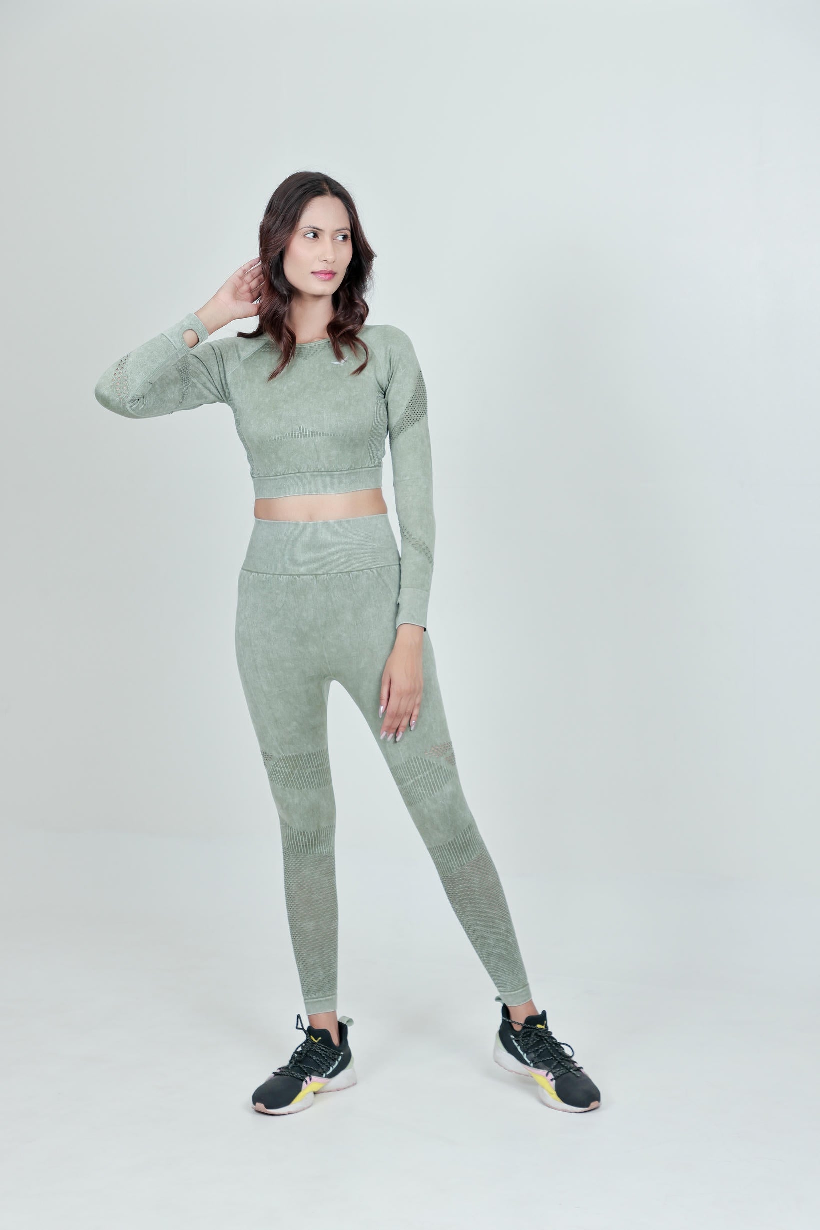 Women's Seamless Workout Crop Top – Olive Green