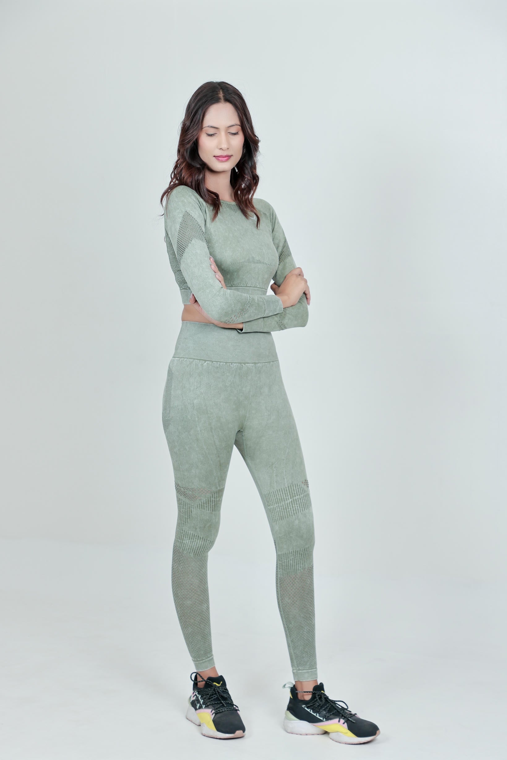 Women's Seamless Workout Co-ord Sets – Olive Green