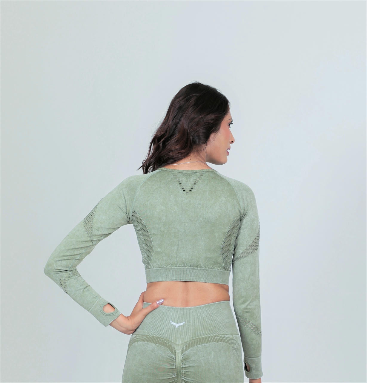 Women's Seamless Workout Crop Top – Olive Green