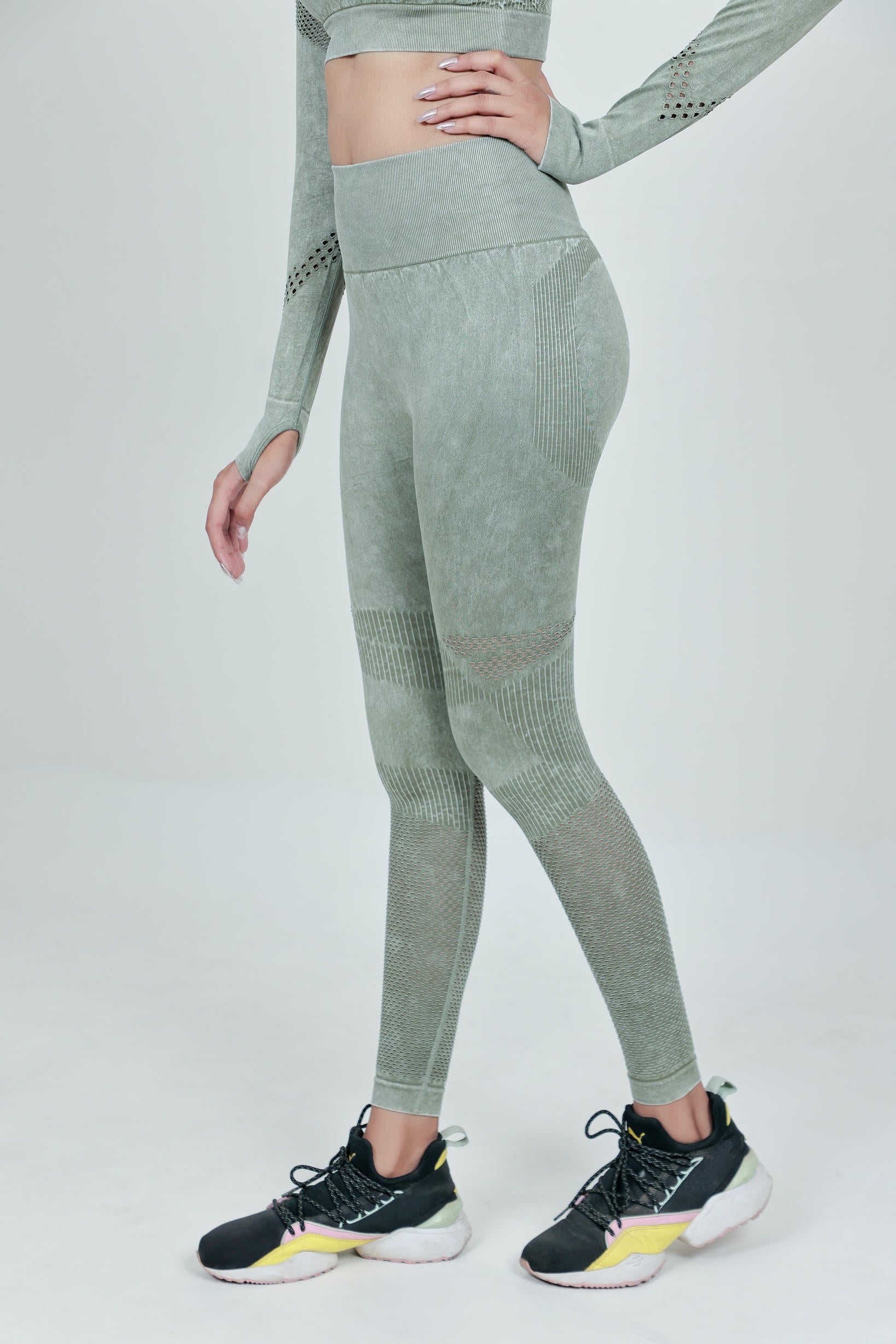 Women's Seamless Workout Co-ord Sets – Olive Green