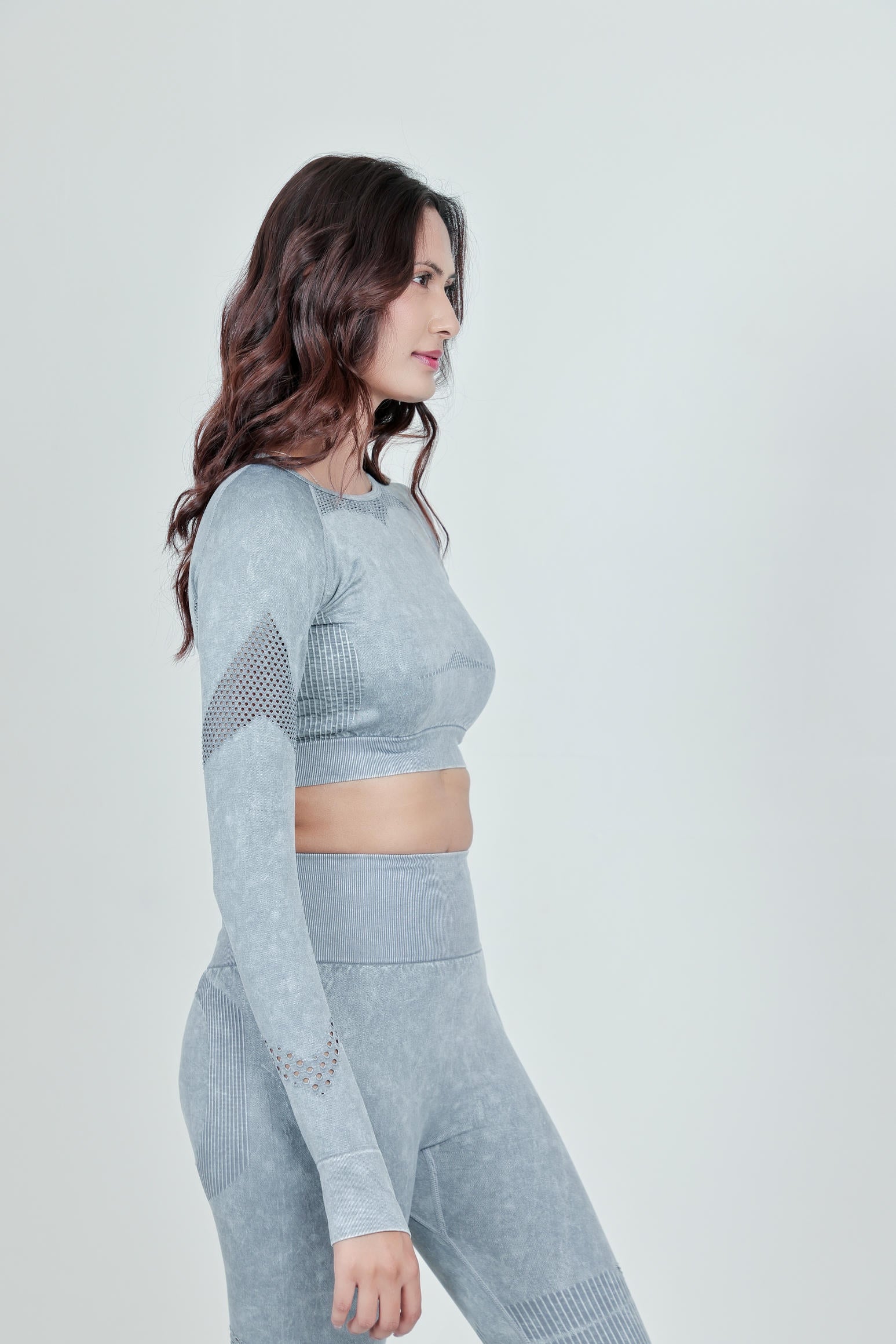 Women's Seamless Workout Crop Top – Muted Grey