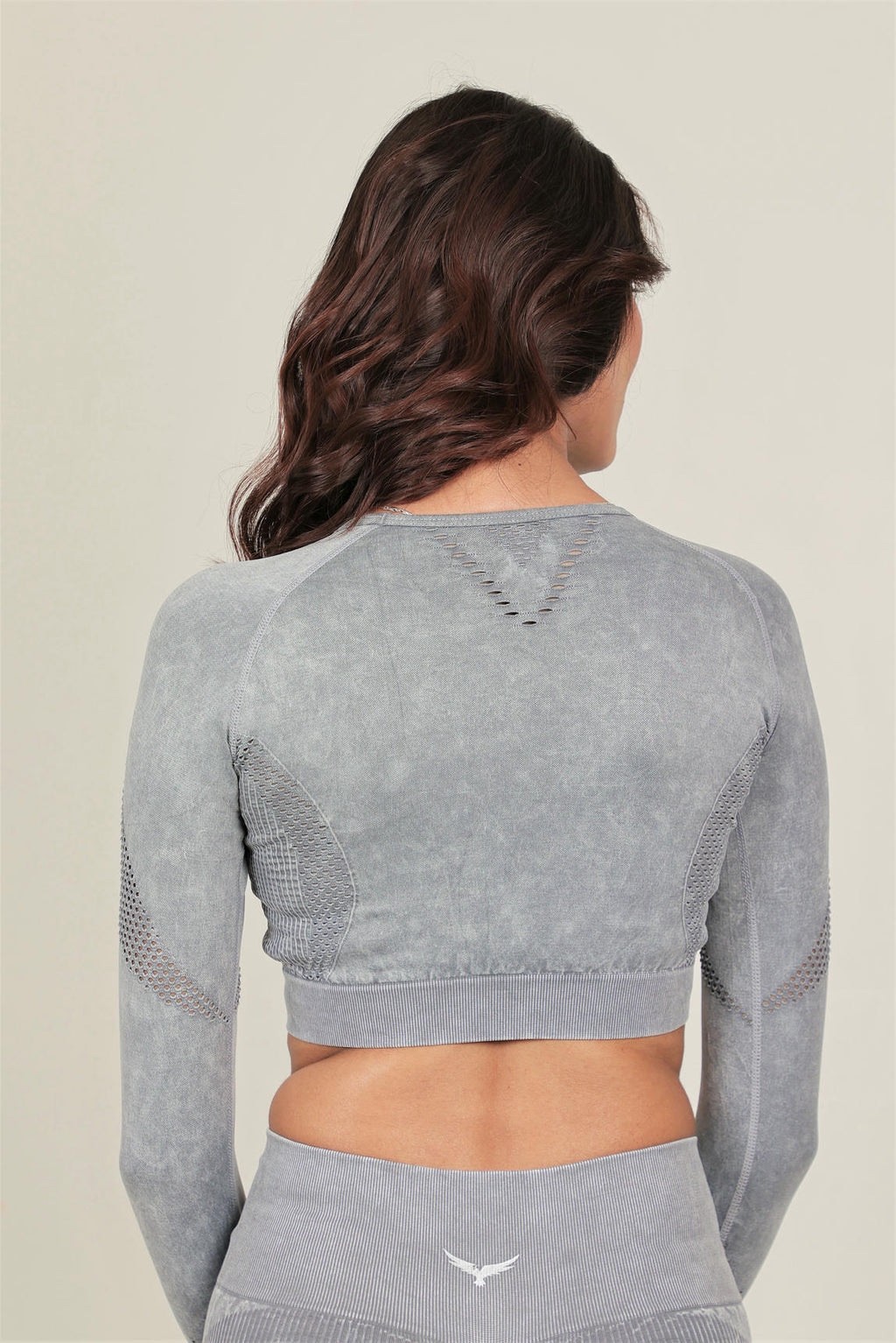 Women's Seamless Workout Crop Top – Muted Grey