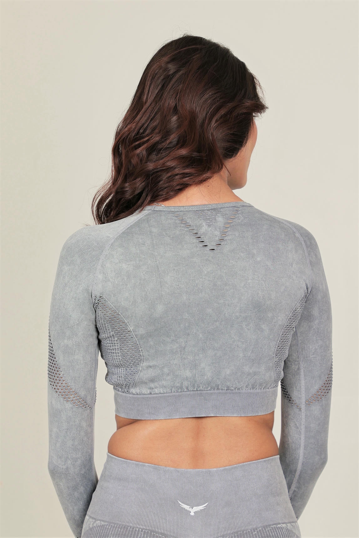 Women's Seamless Workout Crop Top – Muted Grey