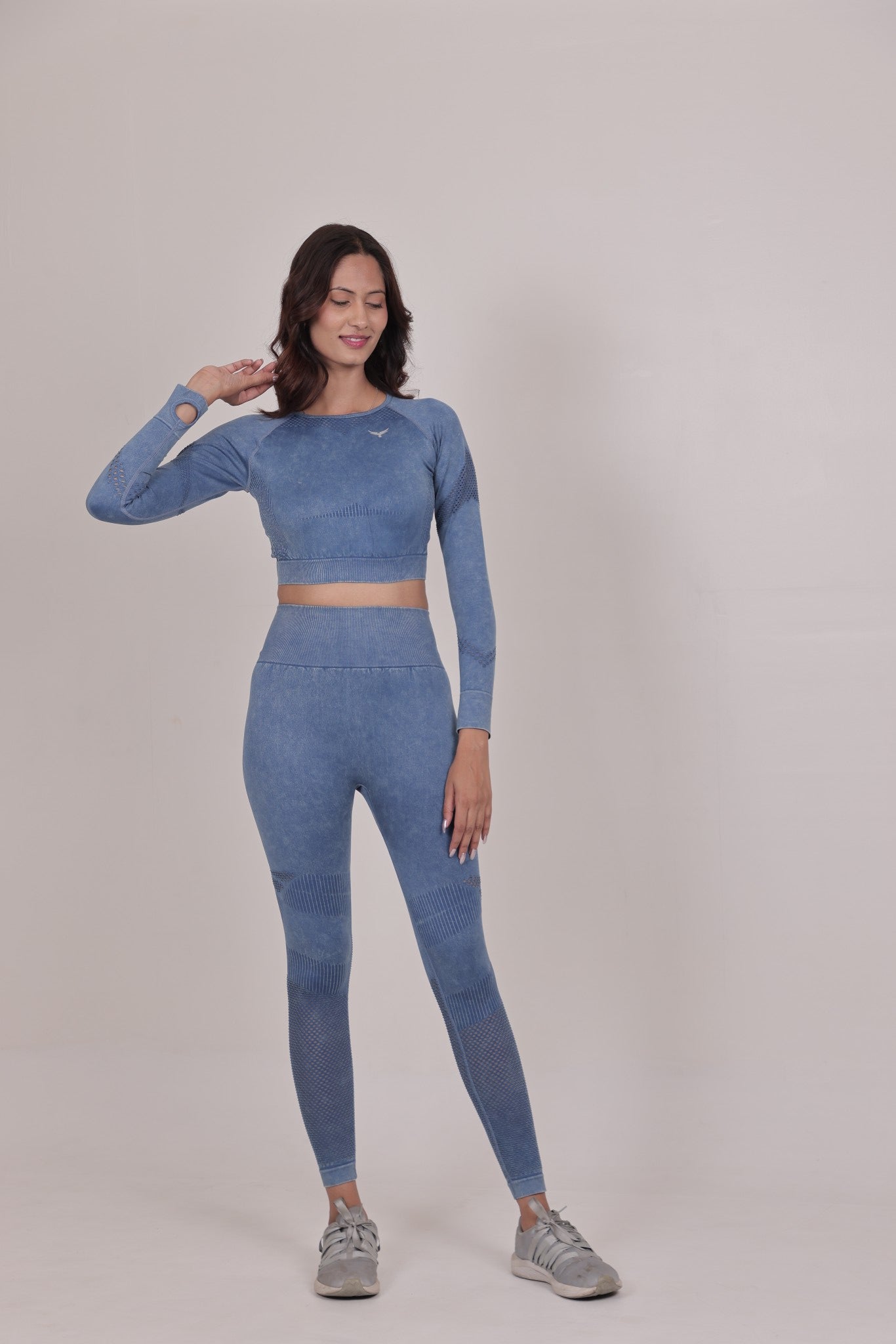 Women's Seamless Workout Crop Top – Blue