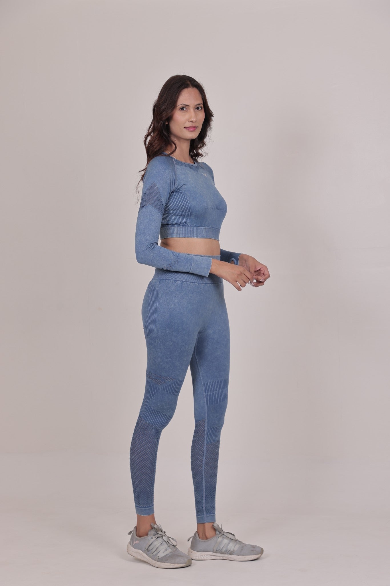 Women's Seamless Workout Crop Top – Blue