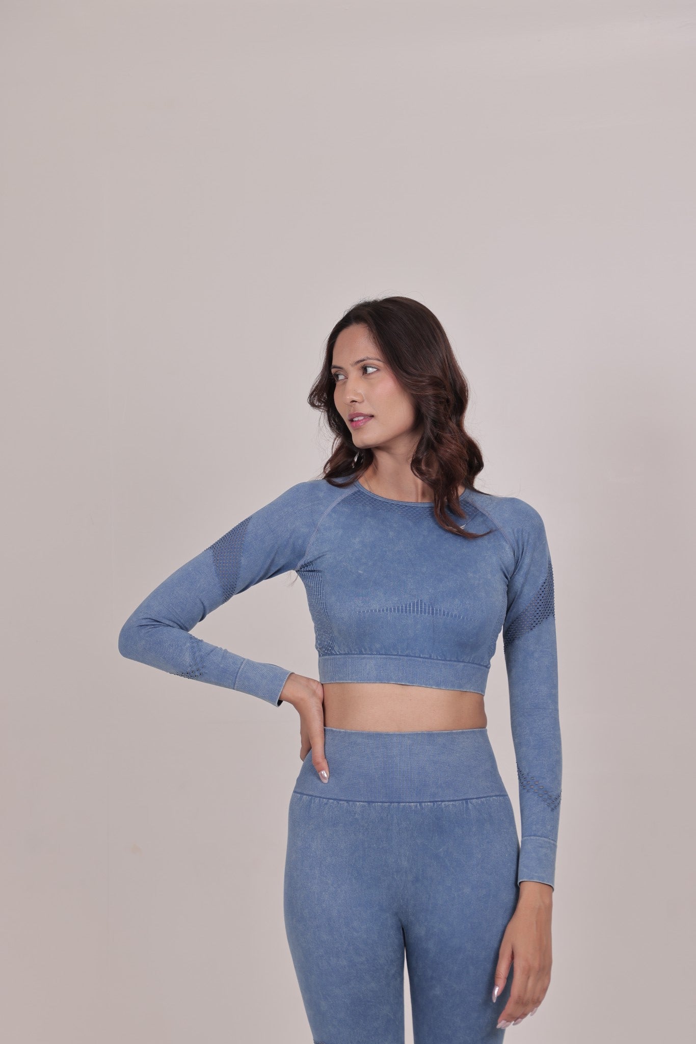Women's Seamless Workout Crop Top – Blue