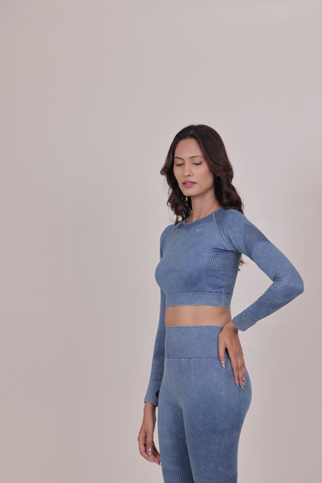 Women's Seamless Workout Crop Top – Blue