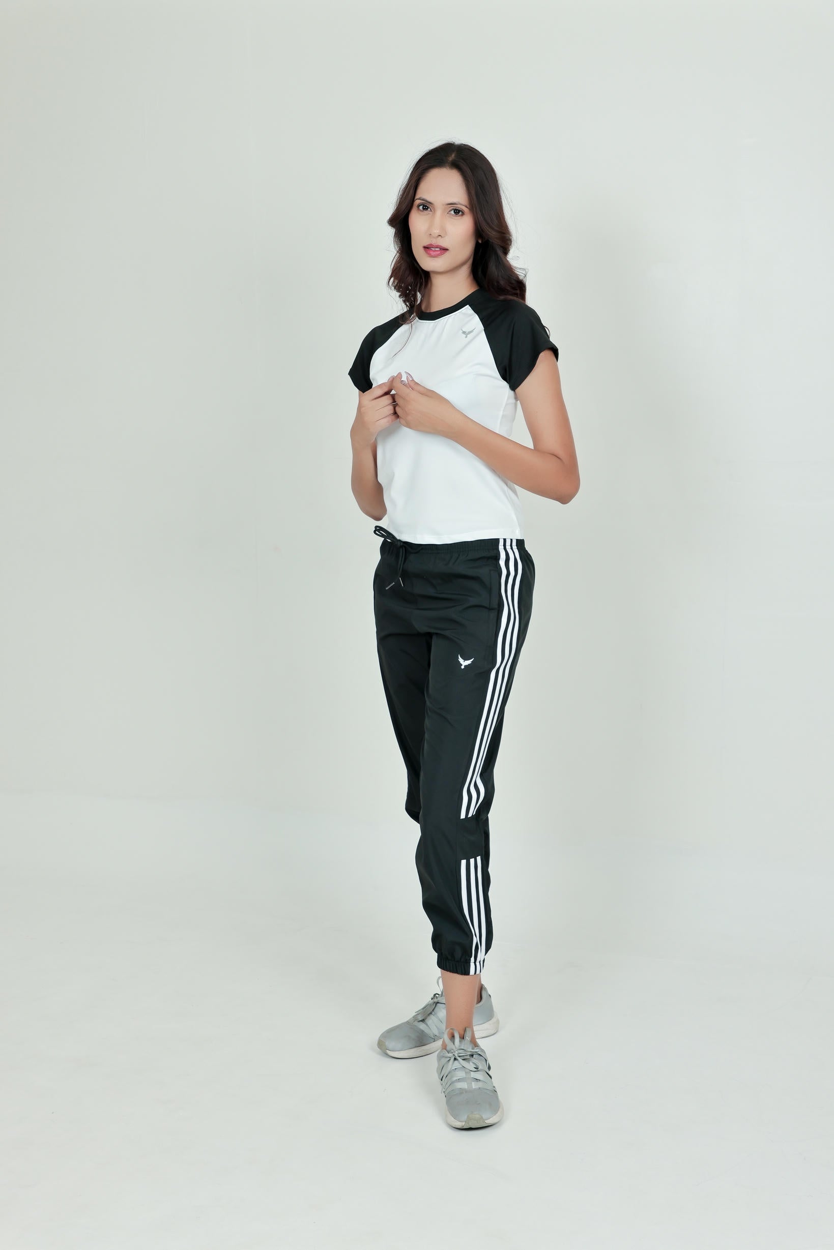 Women's Striped Joggers – Black