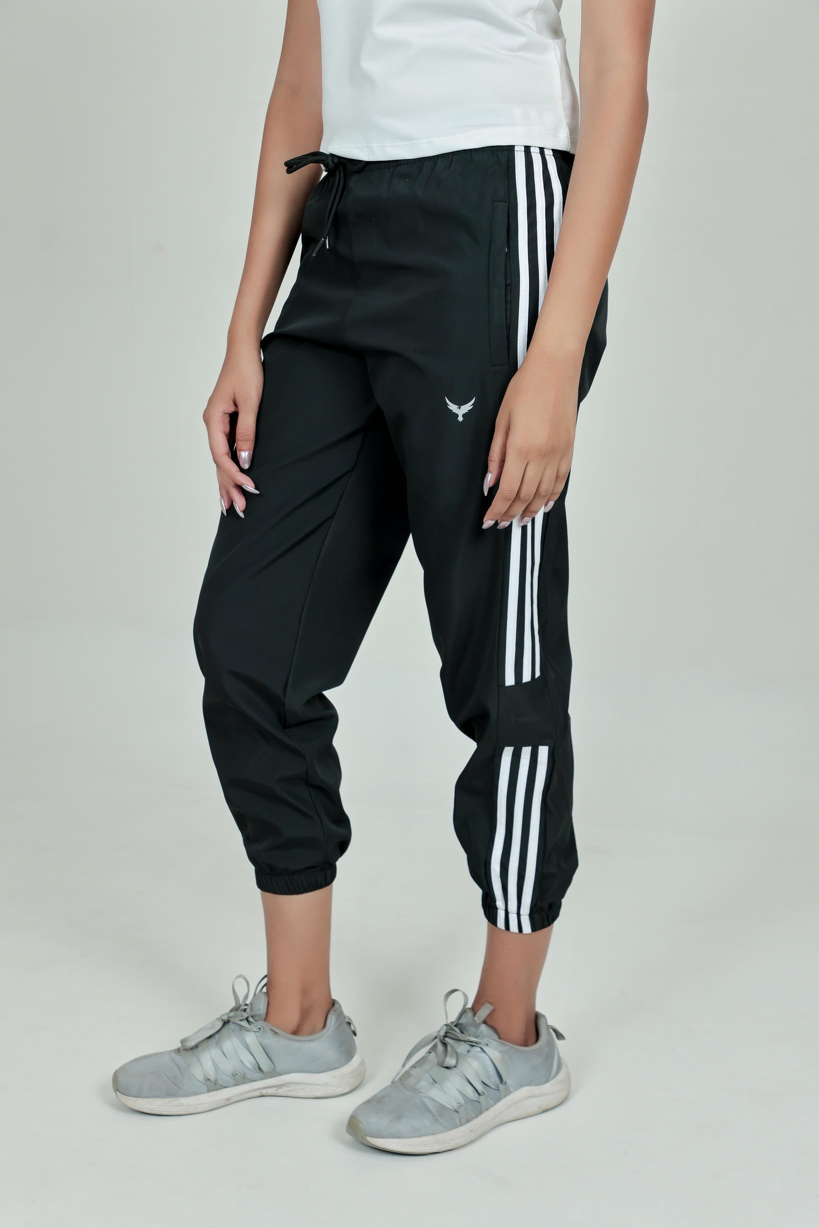 Women's Striped Joggers – Black