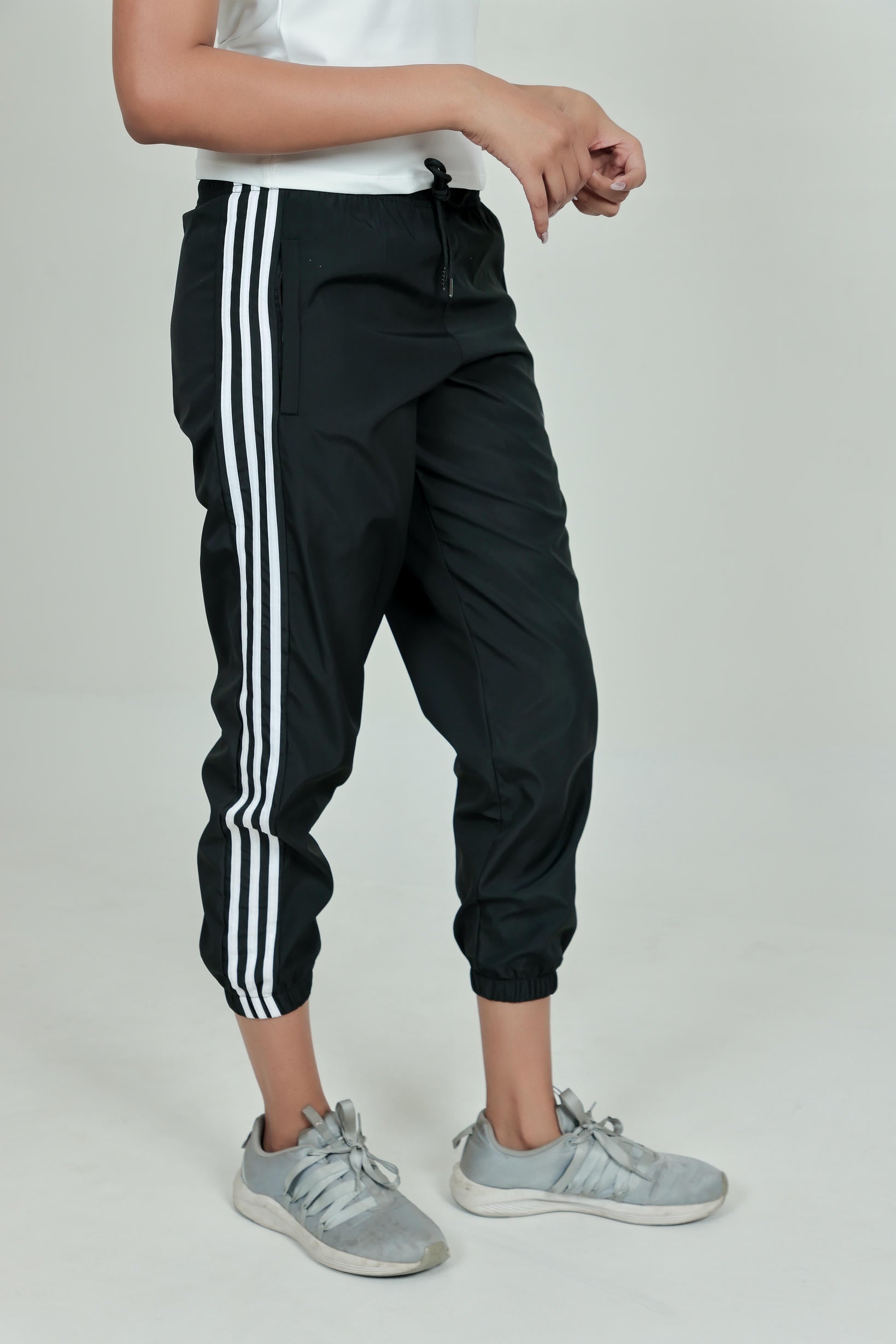 Women's Striped Joggers – Black