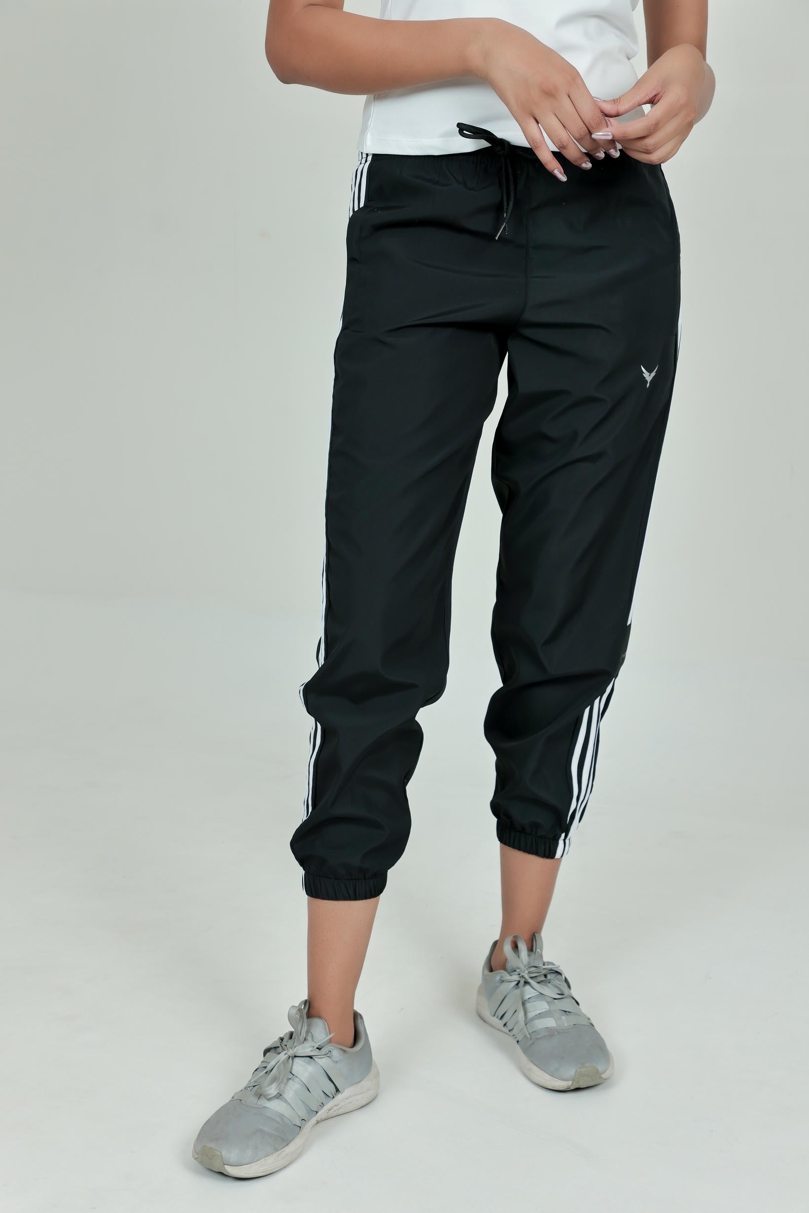 Women's Striped Joggers – Black