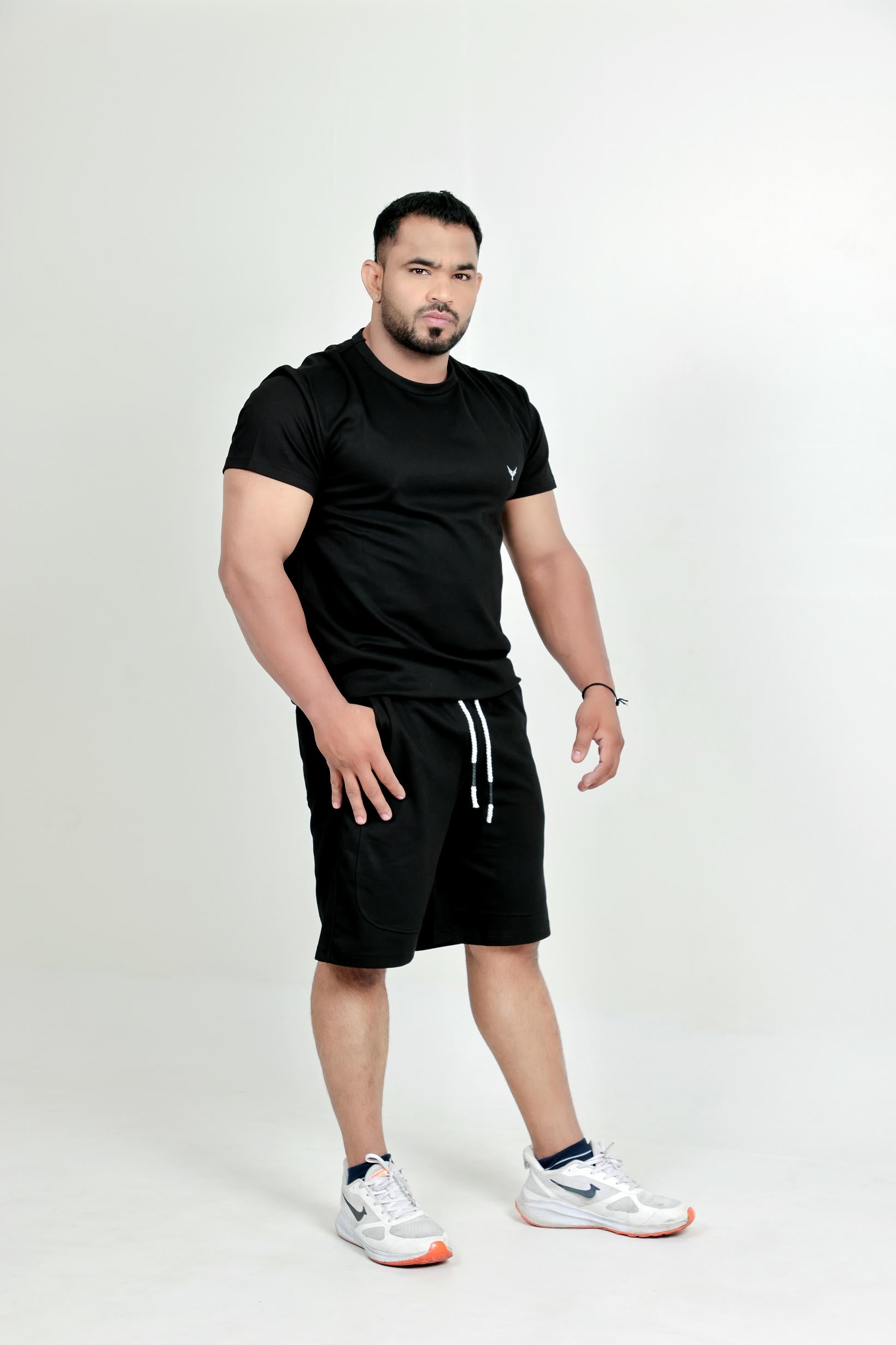 Men’s Knitted T-Shirt – Black (Poly-Cotton Blend)