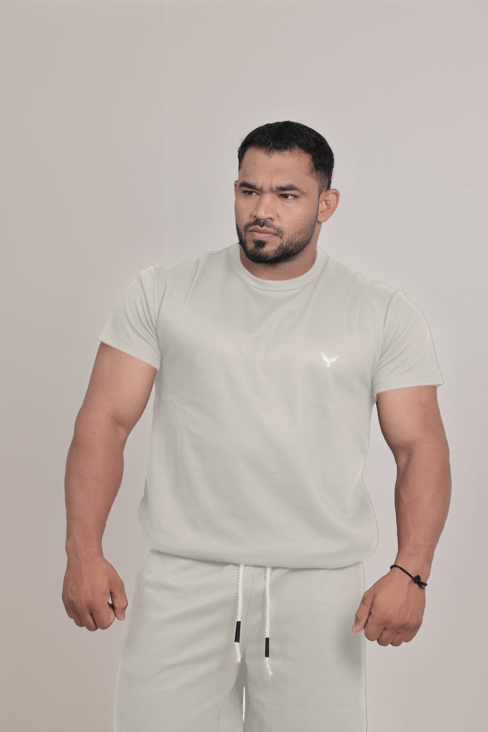 Men’s Knitted T-Shirt – Light Beige (Poly-Cotton Blend)