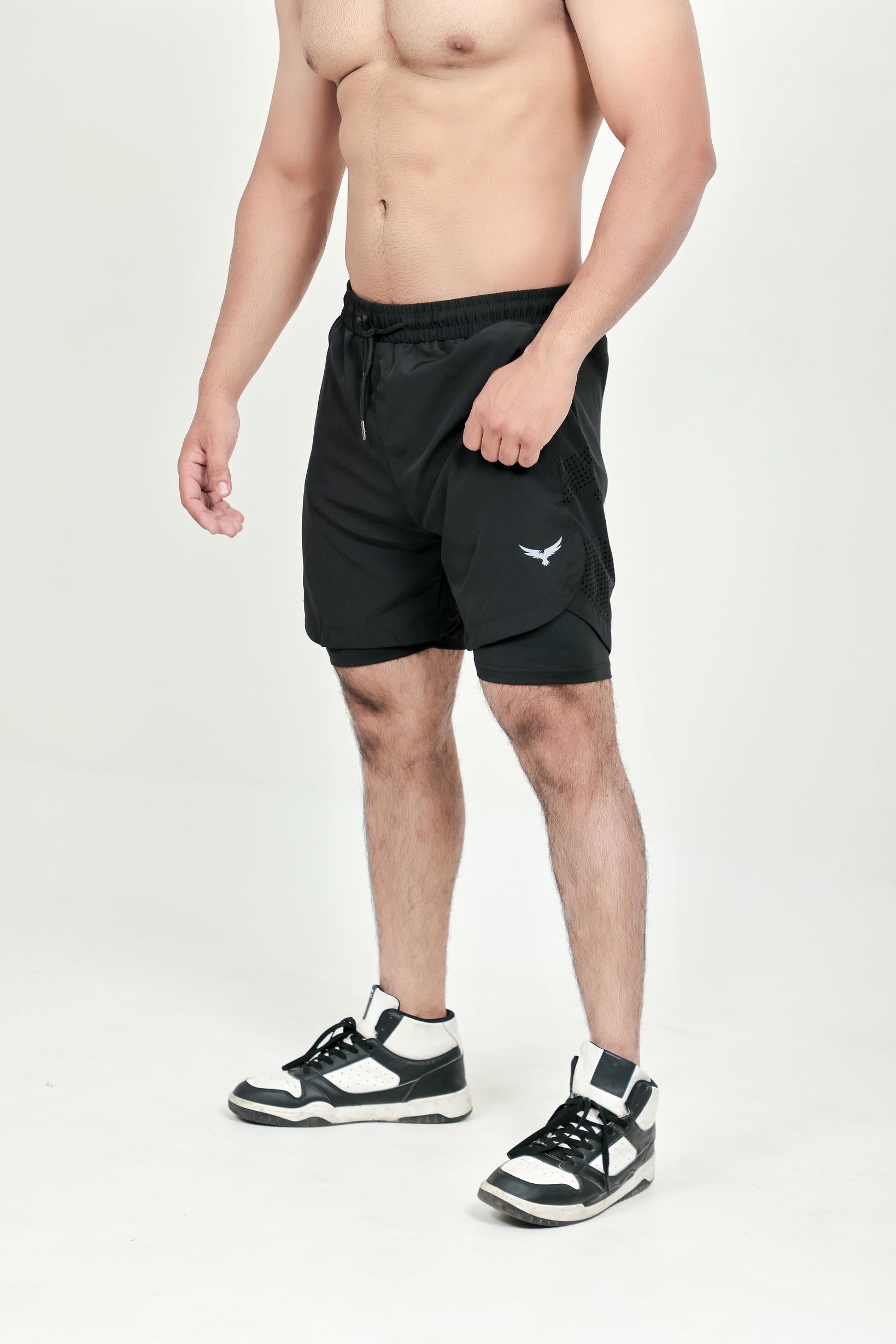Men’s Runner Compression 2-Piece Shorts – Black