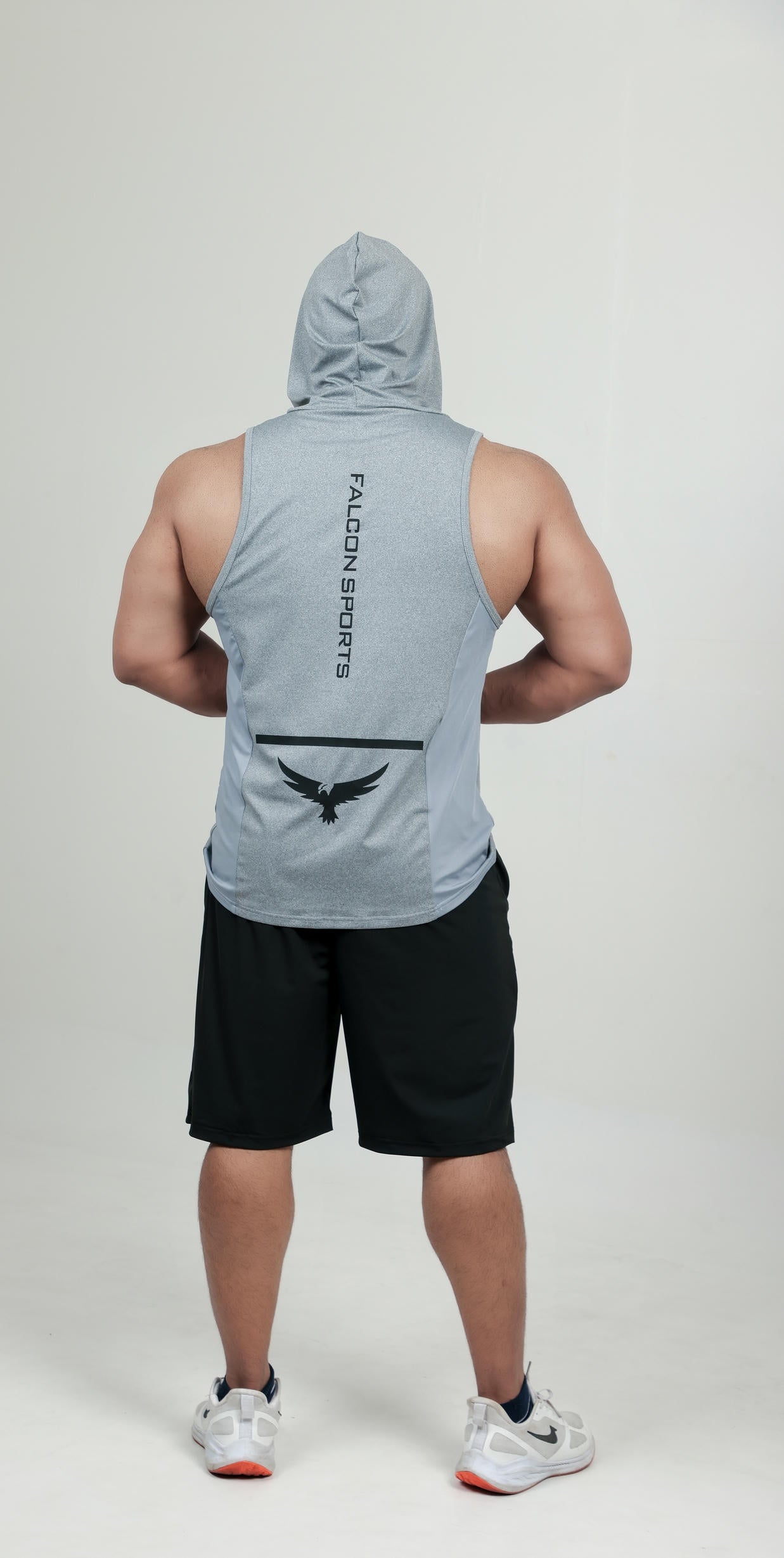Men’s Hooded Drop Arm Tank – Grey (Poly-Spandex)