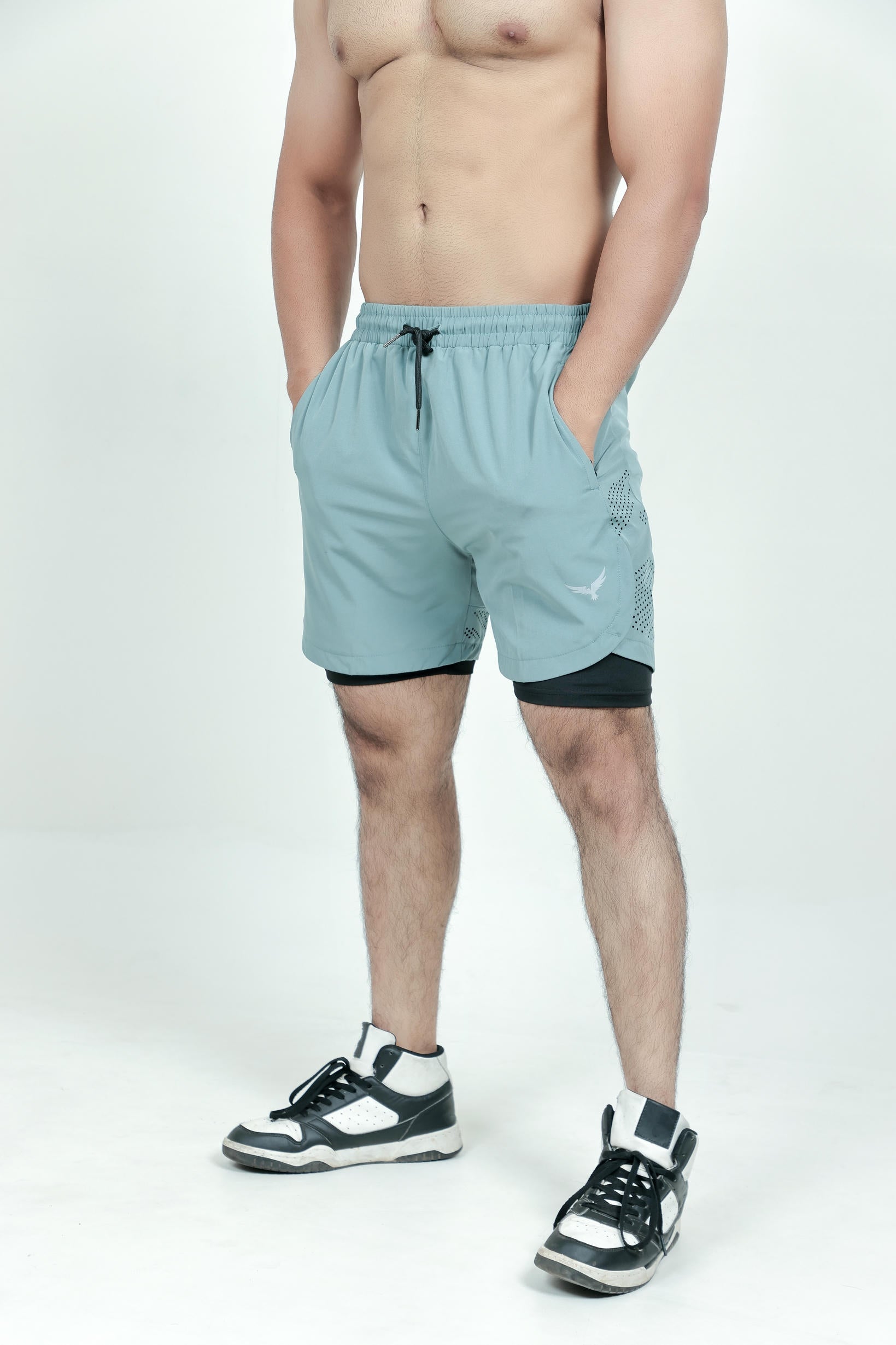 Men’s Runner Compression 2-Piece Shorts – Green