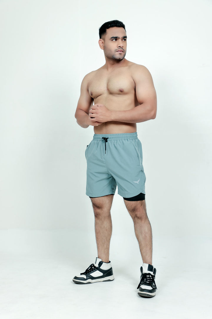 Men’s Runner Compression 2-Piece Shorts – Green