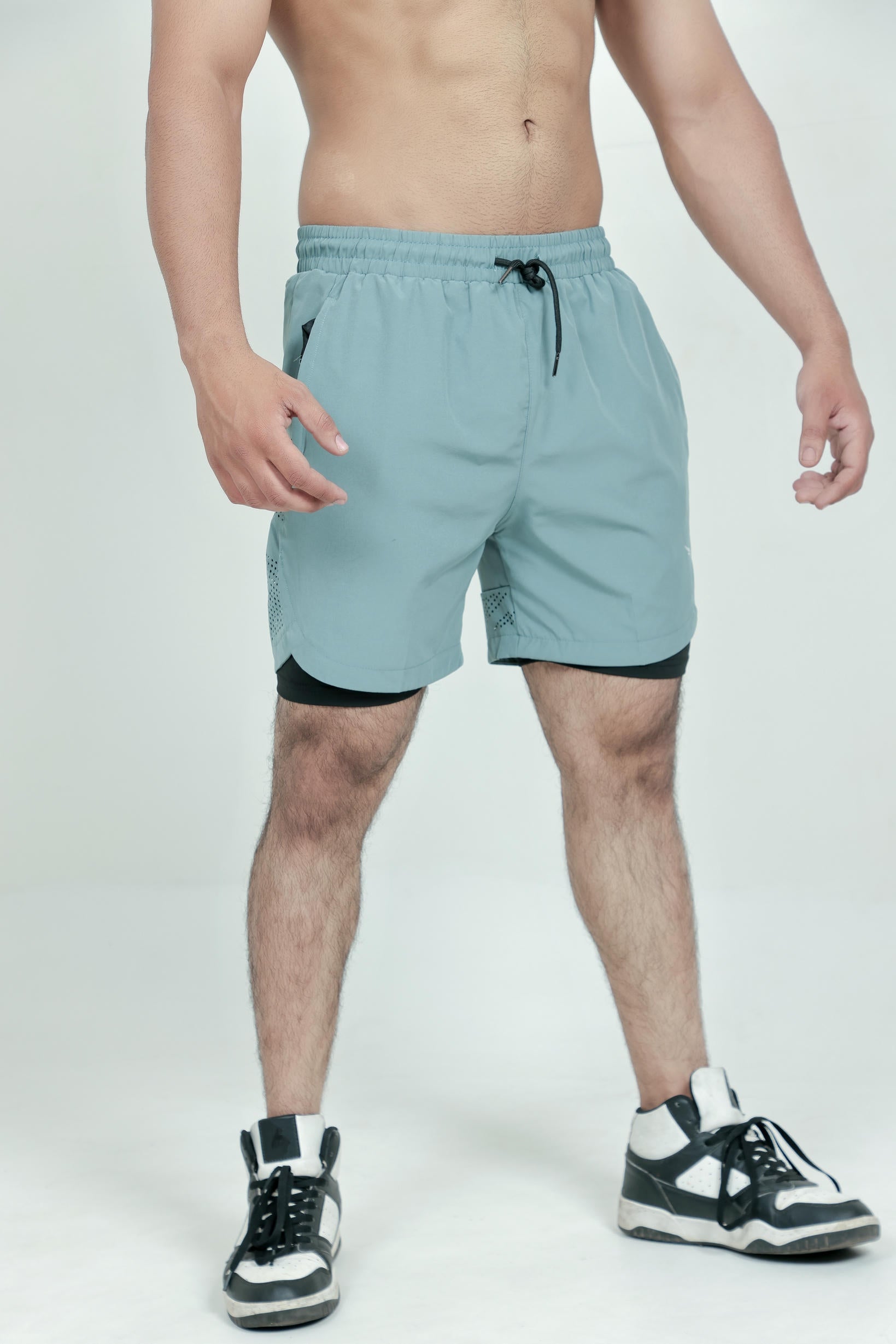 Men’s Runner Compression 2-Piece Shorts – Green