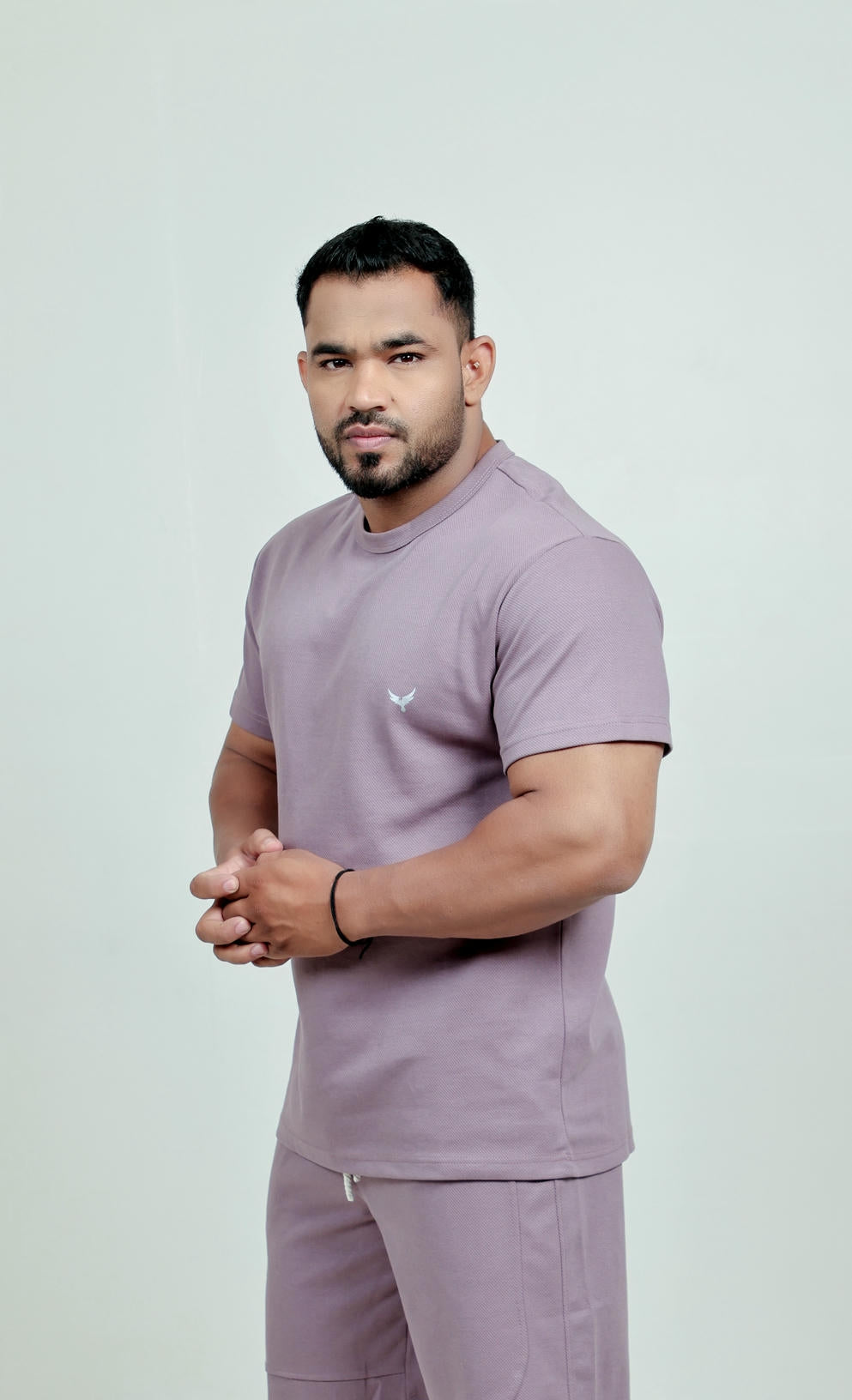 Men’s Knitted T-Shirt – Purple (Poly-Cotton Blend)