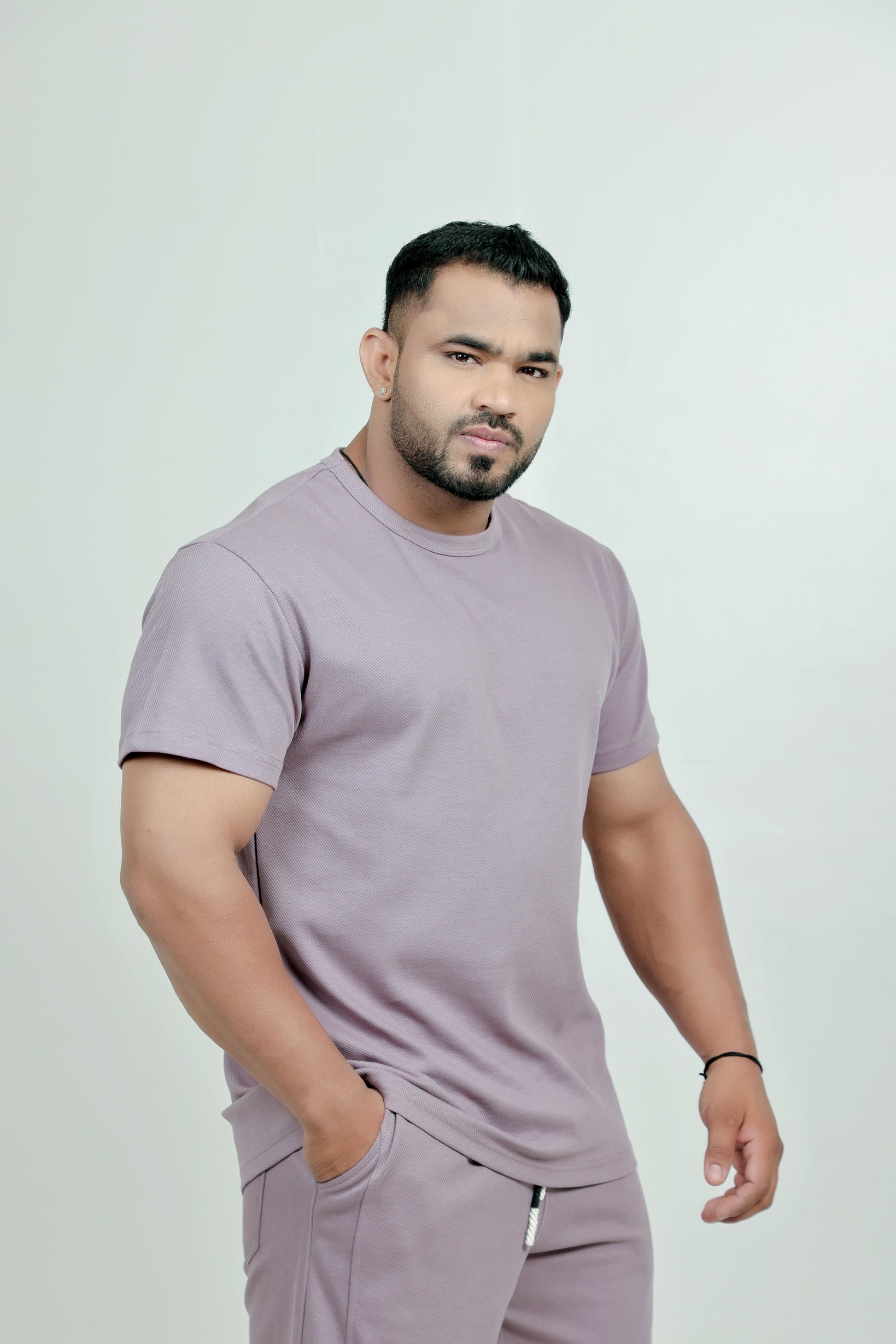 Men’s Knitted T-Shirt – Purple (Poly-Cotton Blend)