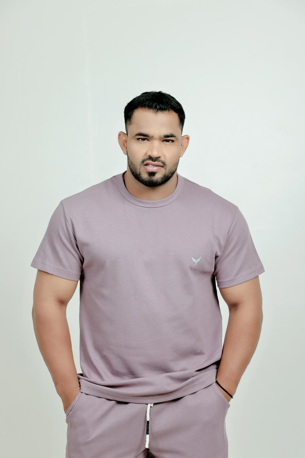 Men’s Knitted T-Shirt – Purple (Poly-Cotton Blend)